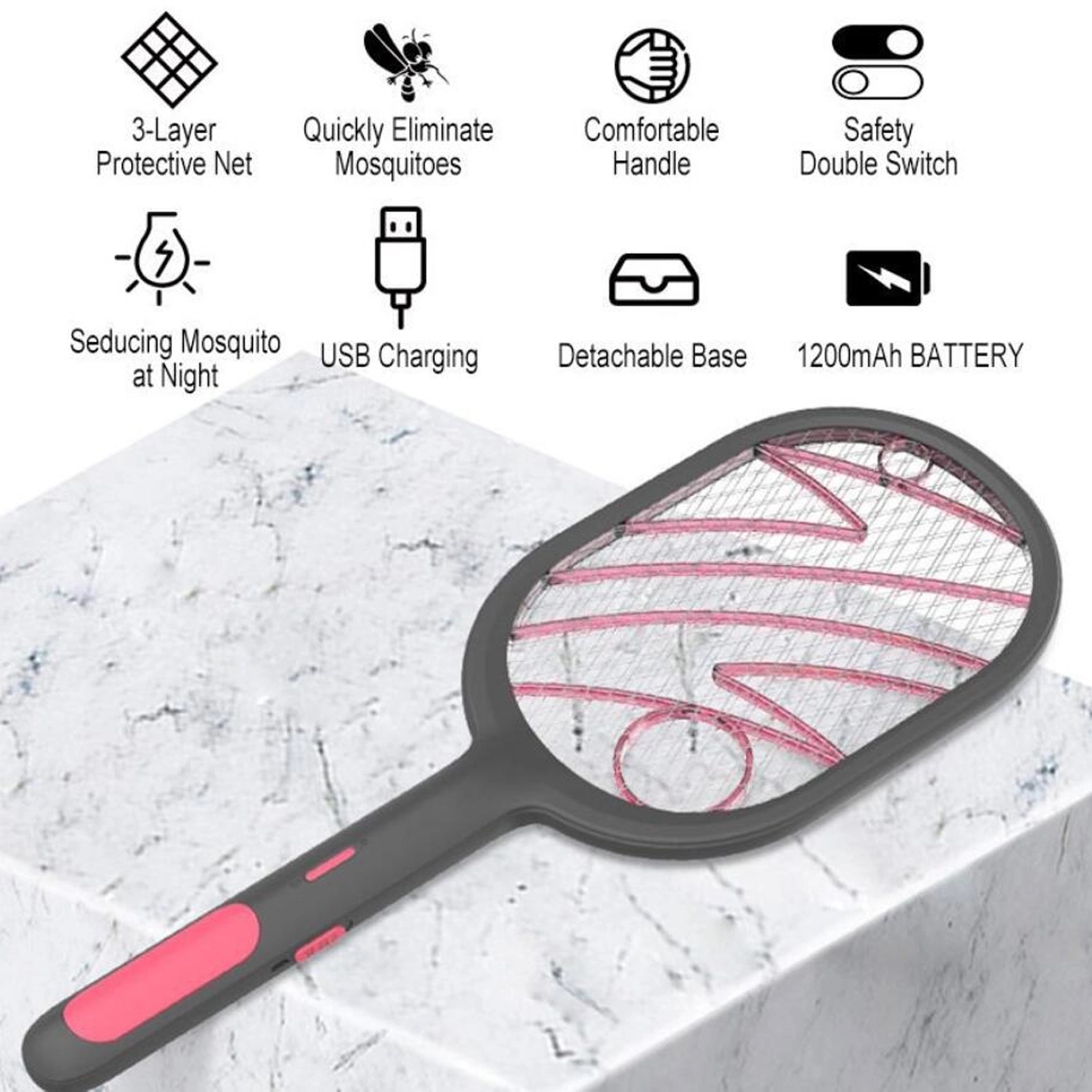 2 In 1 Smart Electric Fly Swatter Racket With Rechargeable 5