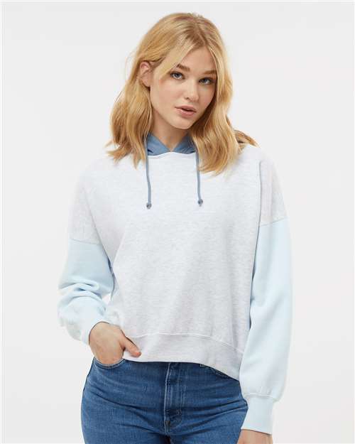 Women's Sueded Fleece Colorblocked Crop Hooded Sweatshirt - W23716 26