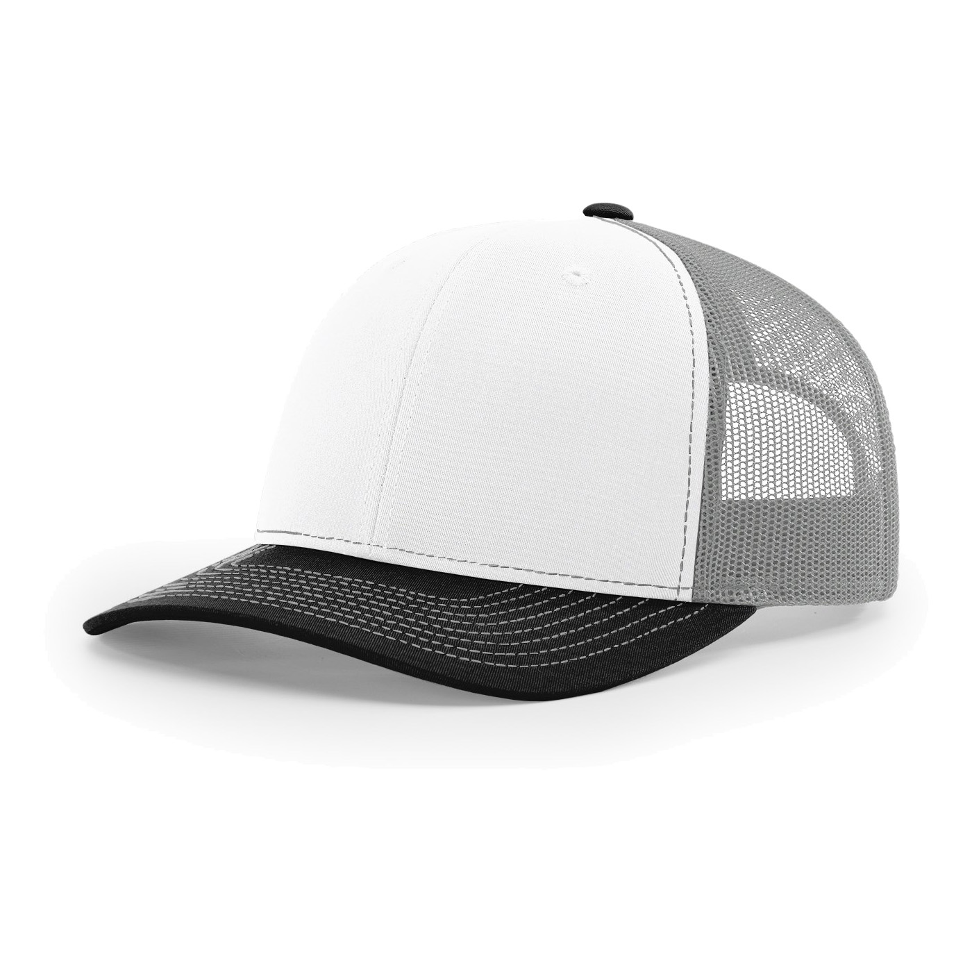 Richardson 112 6-Panel Snapback Trucker Hat w/Leatherette Adhesive Patches or Embroidery 15