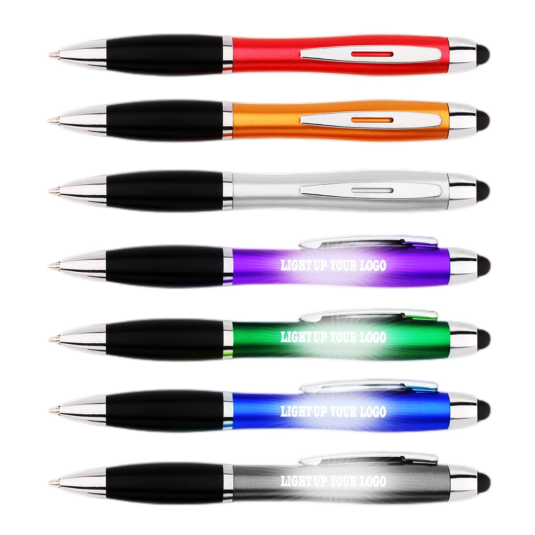 Logo Light Up Ballpoint Pen With Stylus 3