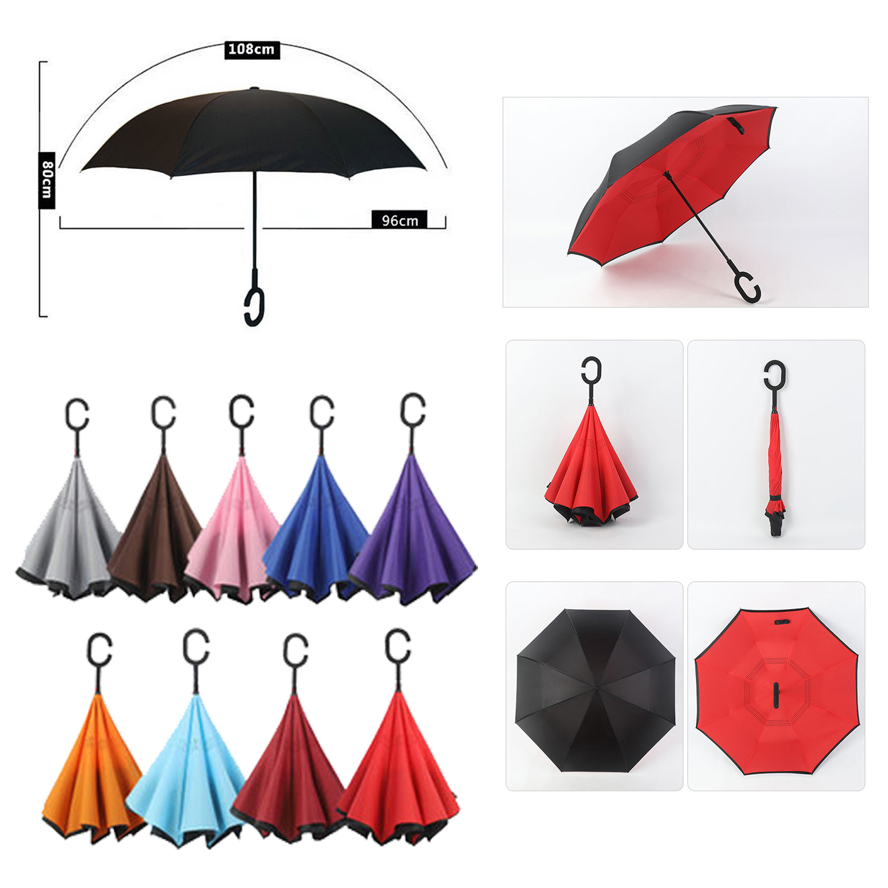 Inverted 8-Panels Double-Layer Umbrella 2