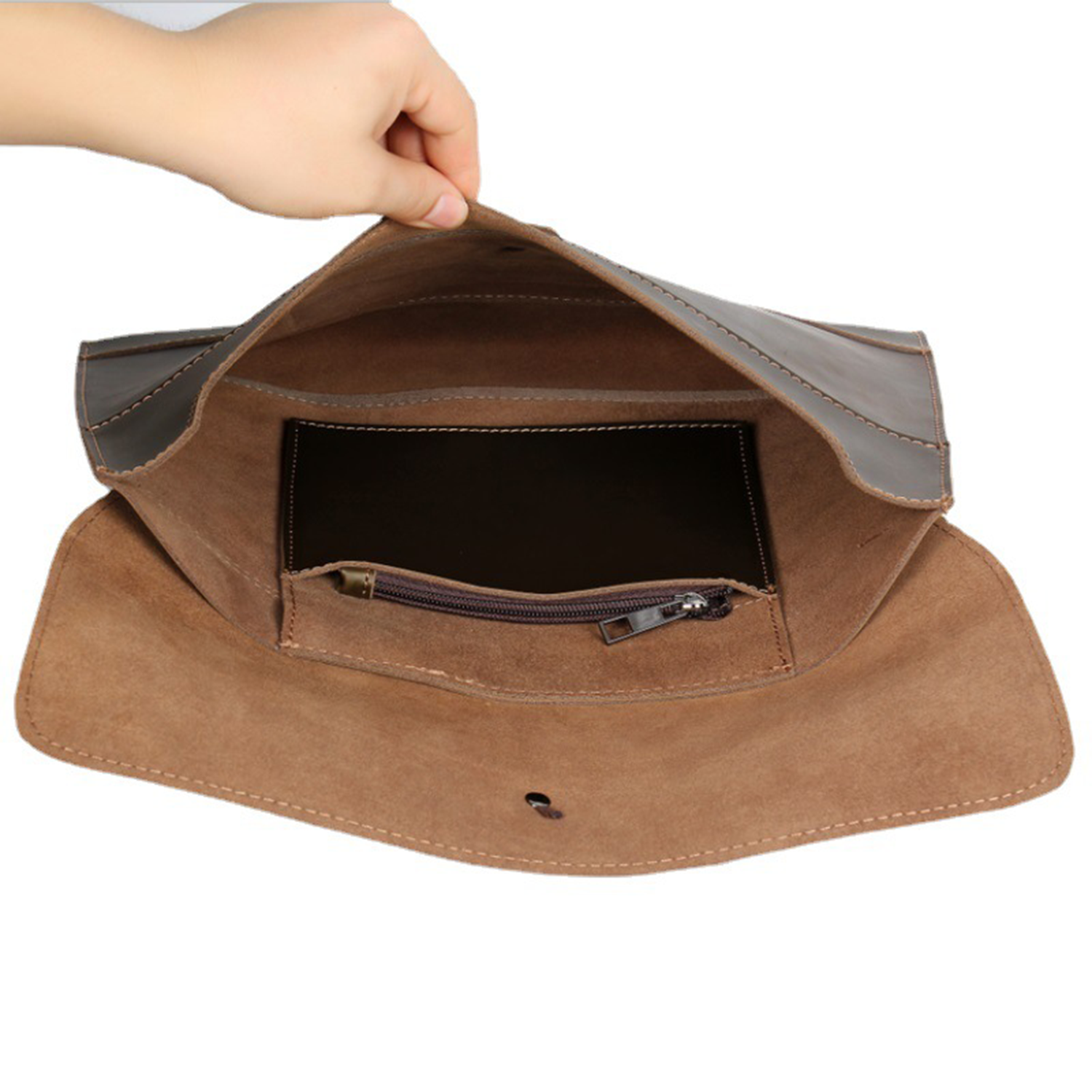 13 Inch String Tie Closure Cowhide Leather Document Bag 2