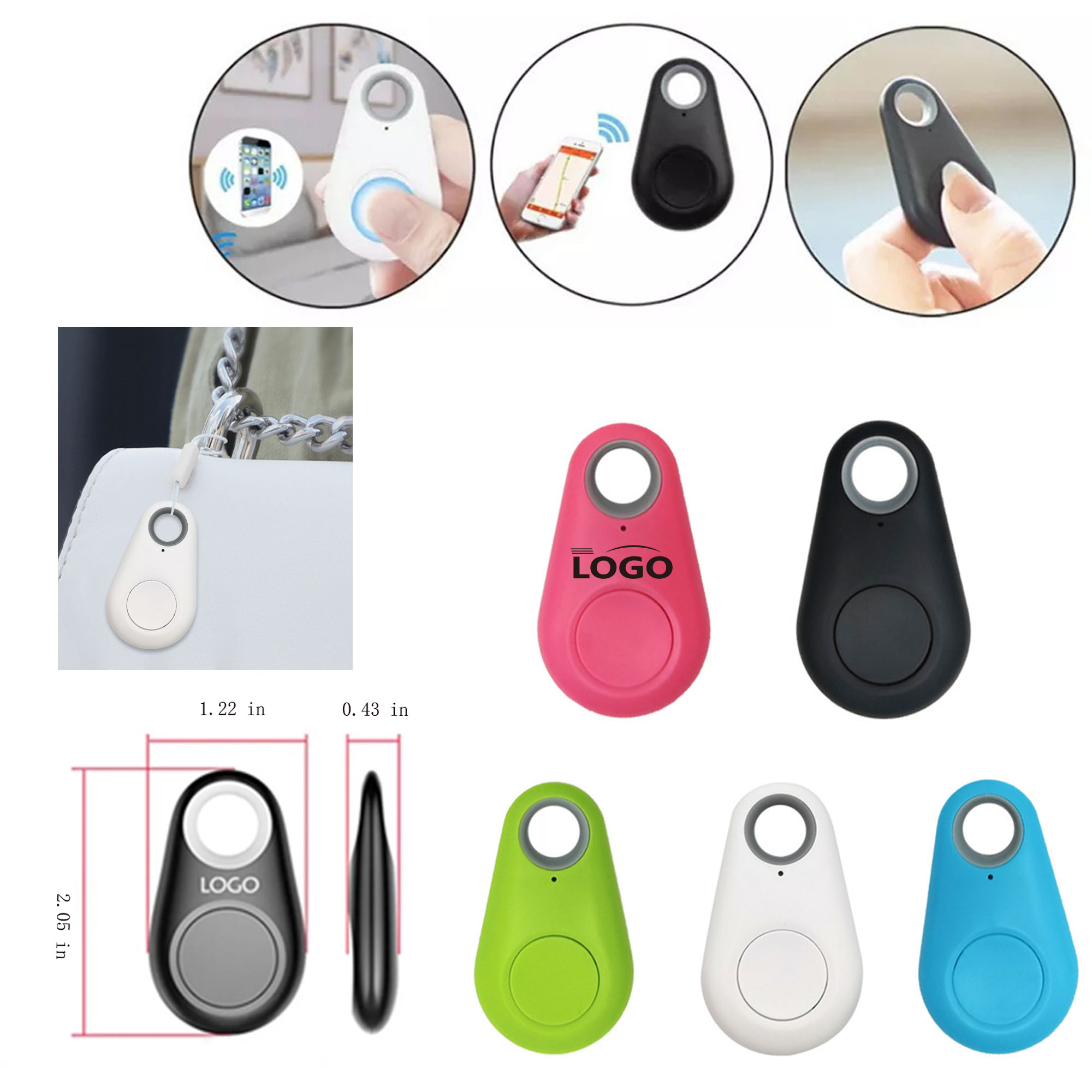 MOQ20 Keychain Wireless Smart Bag Tracker Customized Logo 2