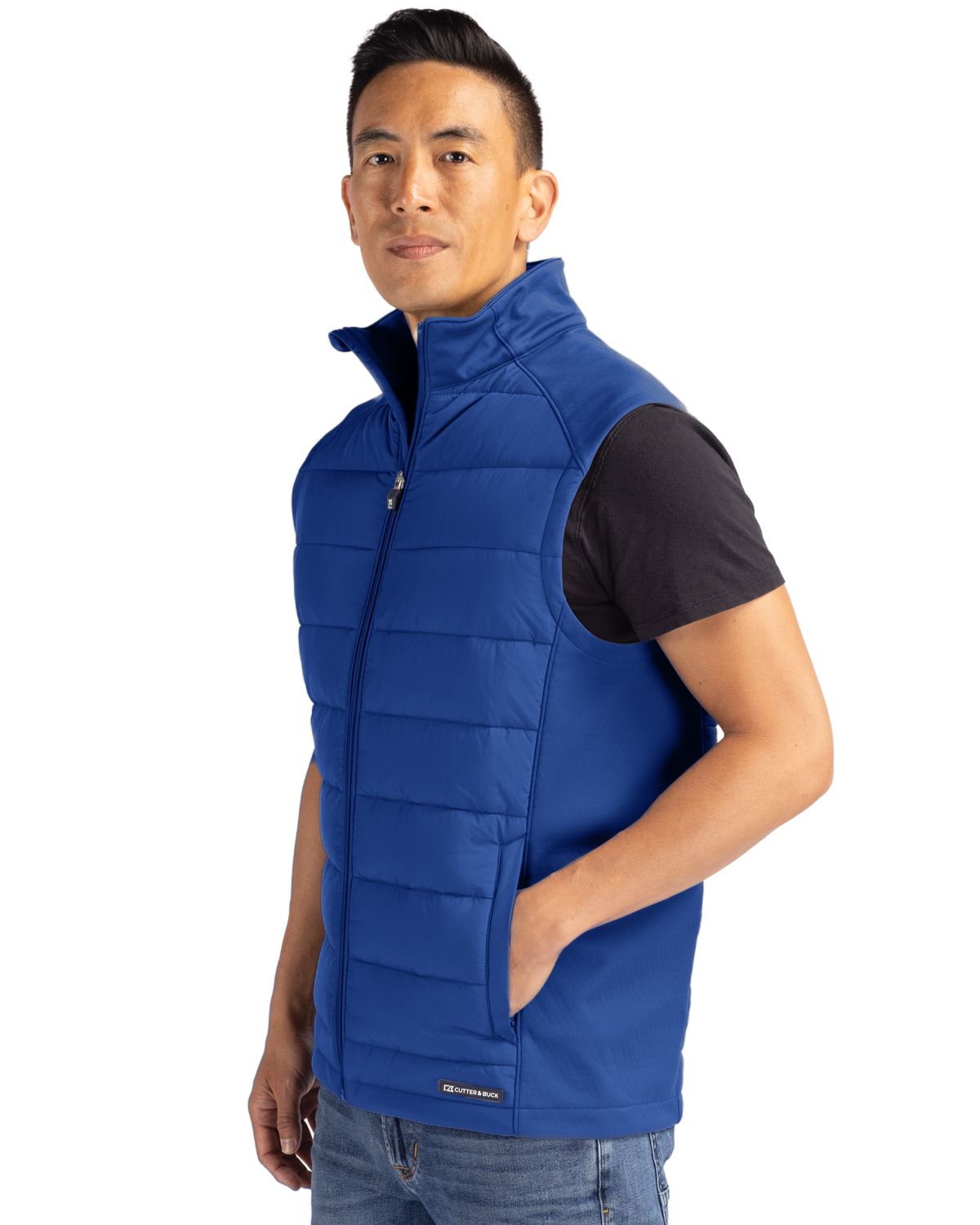 Cutter & Buck Evoke Recycled Honeycomb Fleece Mens Hybrid Full Zip Vest 26