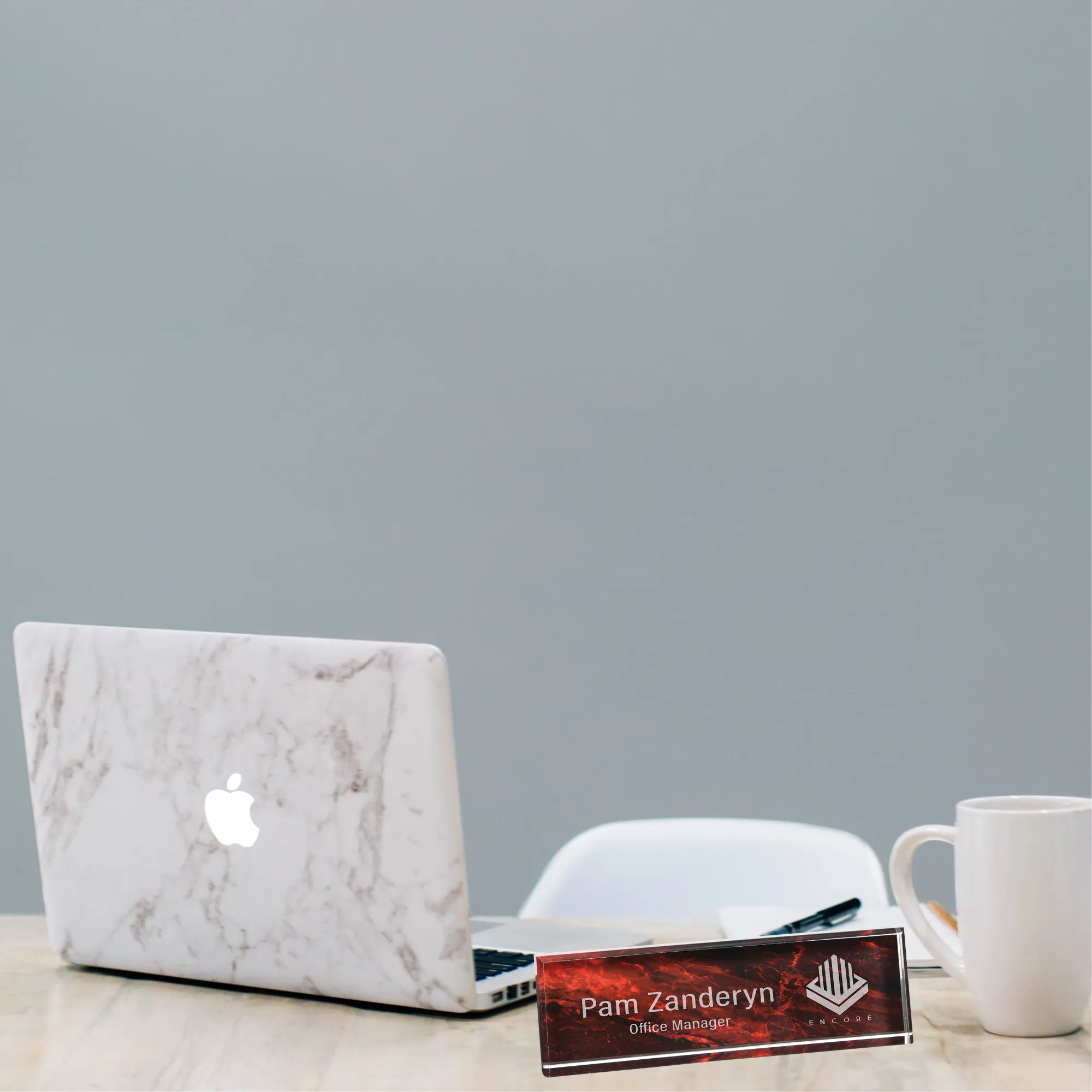 9 1/2" x 2 3/4" Red Marble Acrylic Name Bar 6