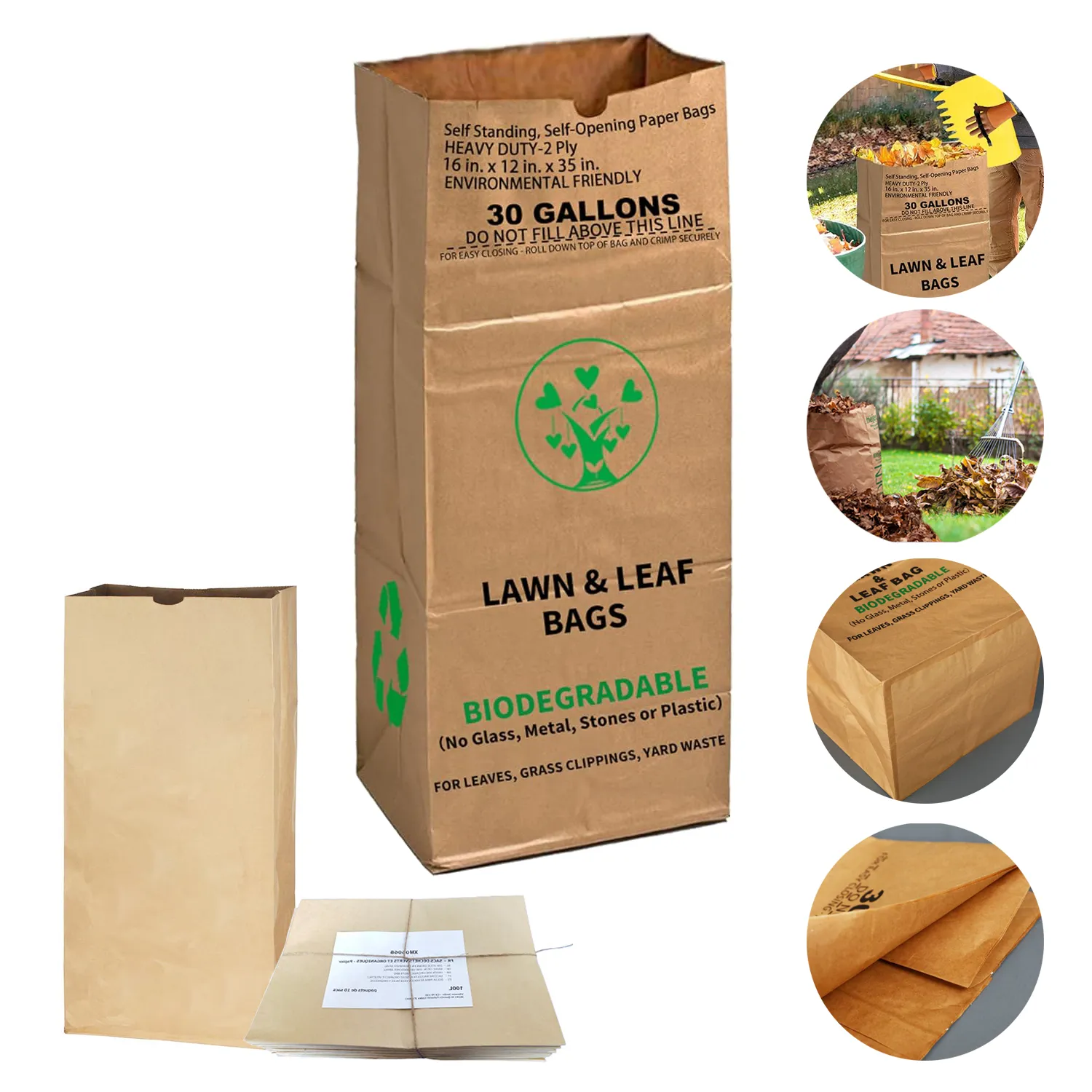 2-Ply Heavy Duty Biodegradable recyclable Kraft Paper Bags 4