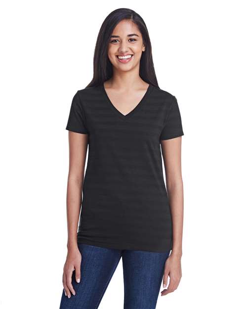 Women's Invisible Stripe V-Neck T-Shirt - 252RV 5
