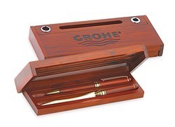 Craft Wood Double Pen Box w/Pen Stand and Business Card Holder - Blank 2
