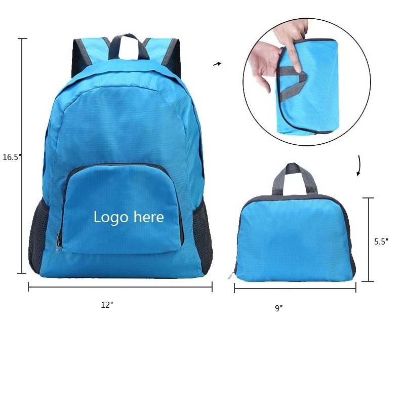 Waterproof fabric folding backpack with customized logo 3