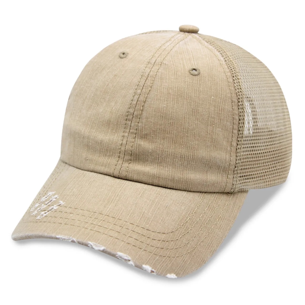 Pre-Washed Distressed Herringbone Trucker Cap