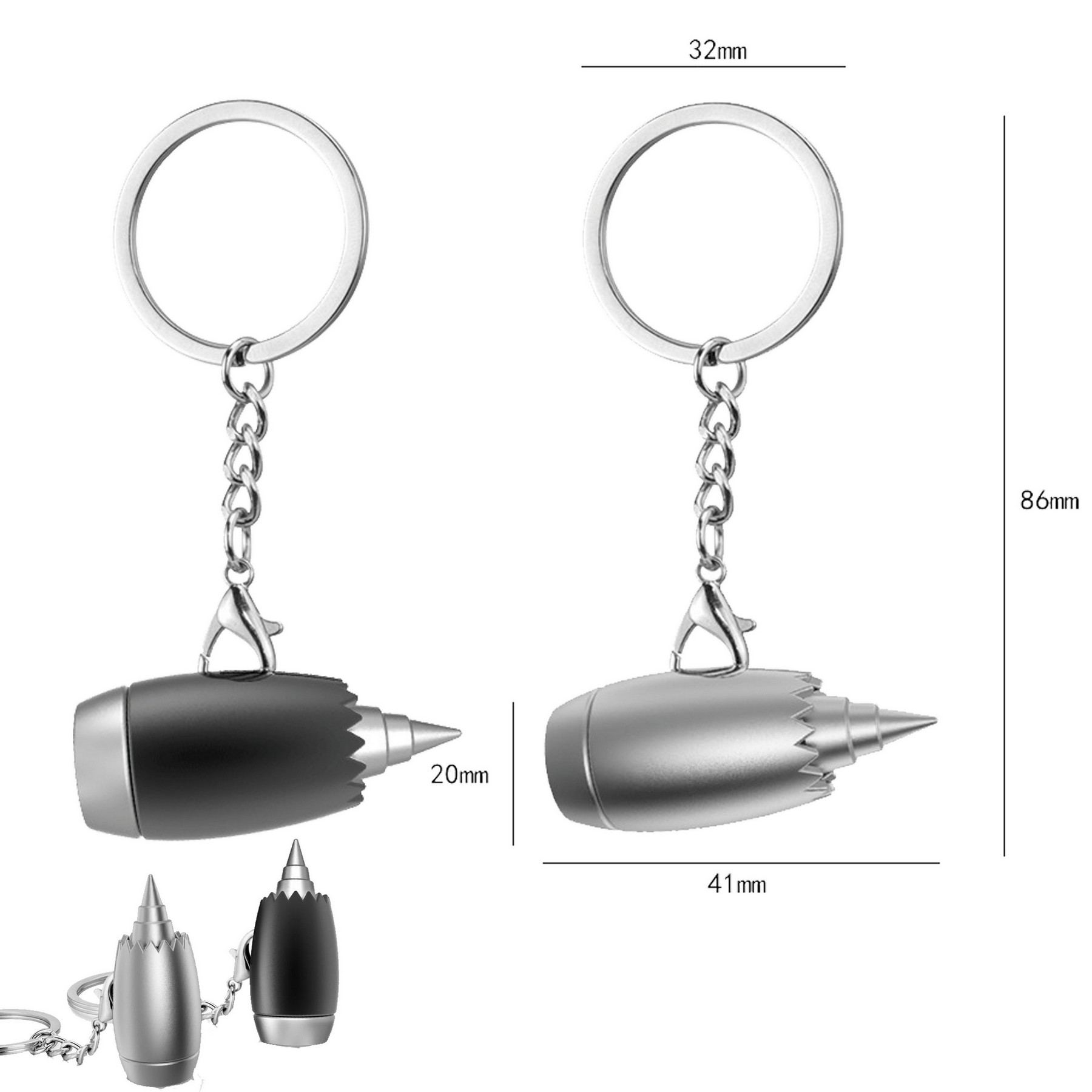Metal Airplane Engine Keychain 2