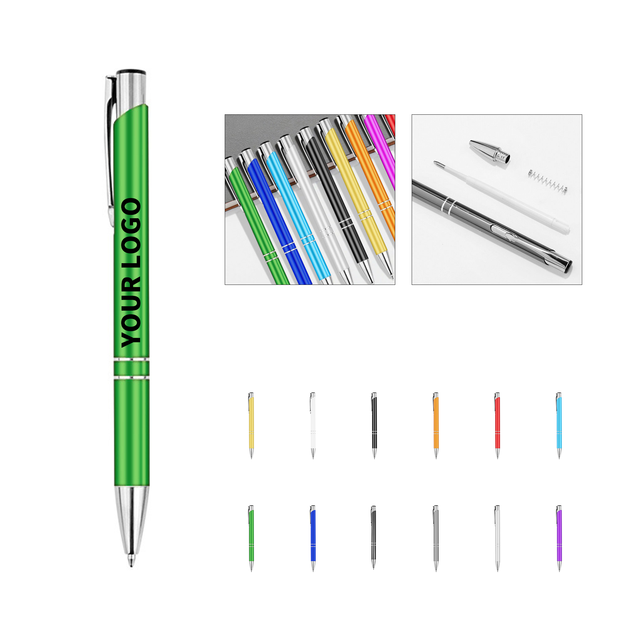 Aluminum Click Action Ballpoint Pen With Chrome Clip 6