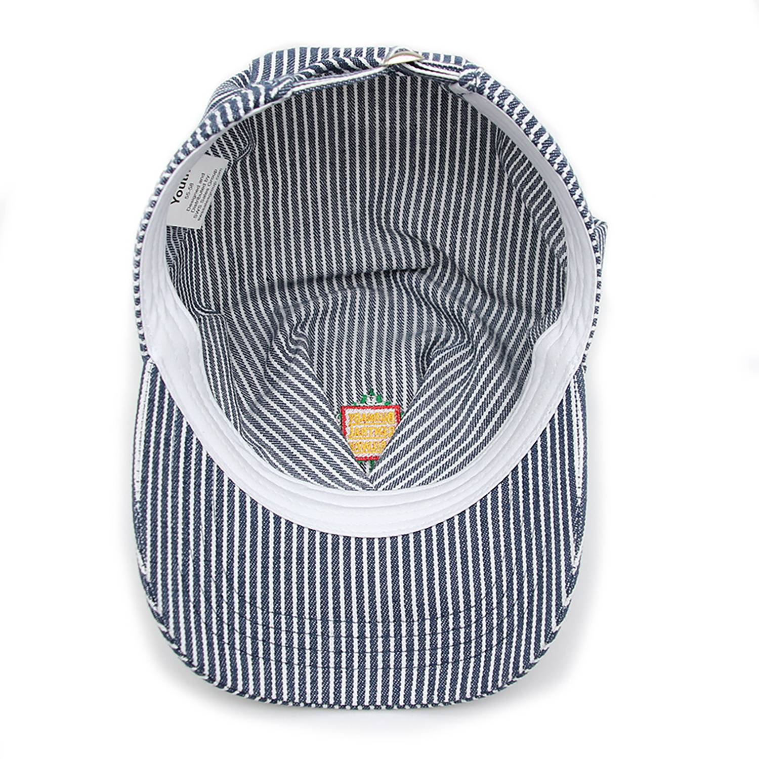 Polyester Retro Blue Striped Train Conductor Hat 2