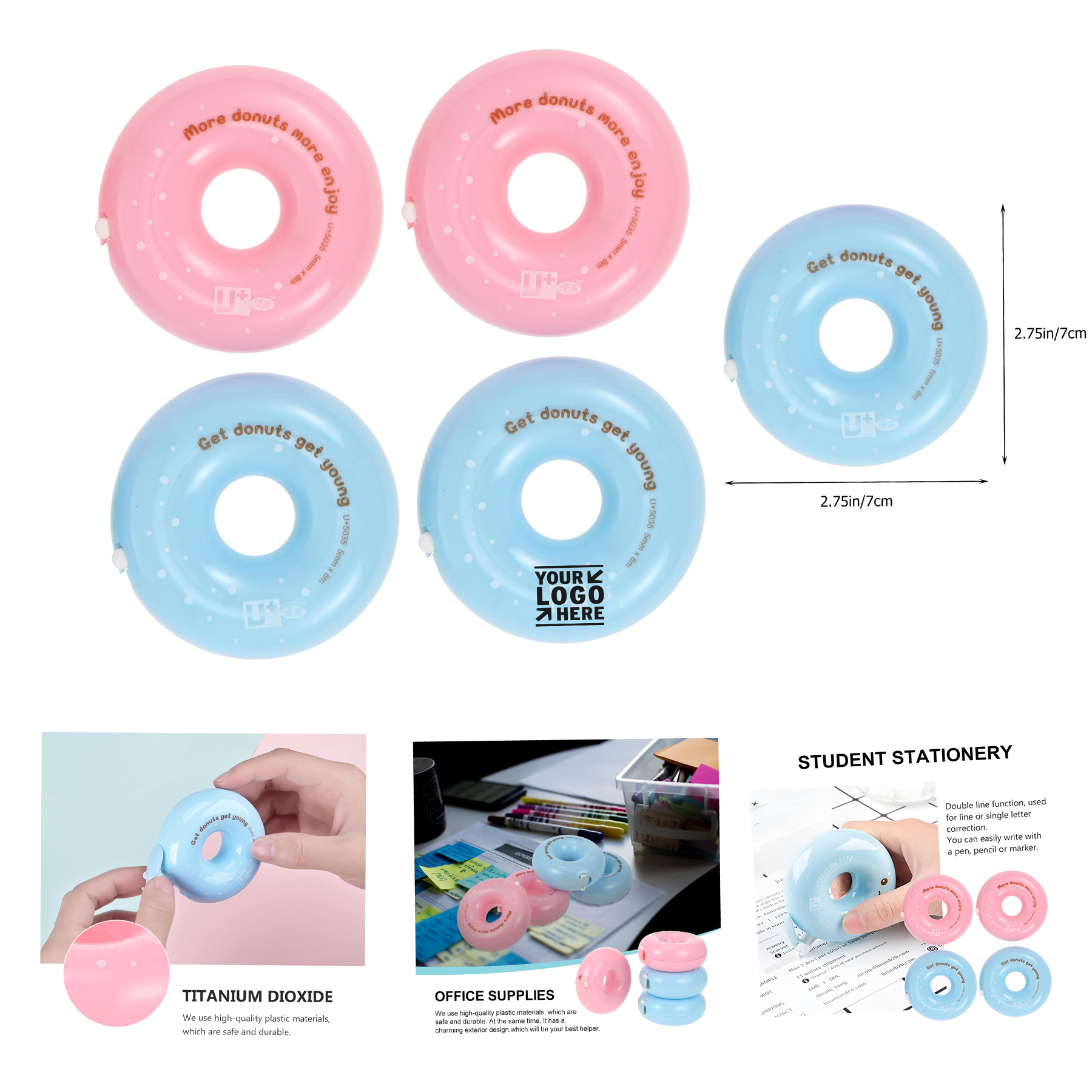 Macaron Donut Correction Garnish Tool Push Sticker White Duct Stationery Supplies Tape 1