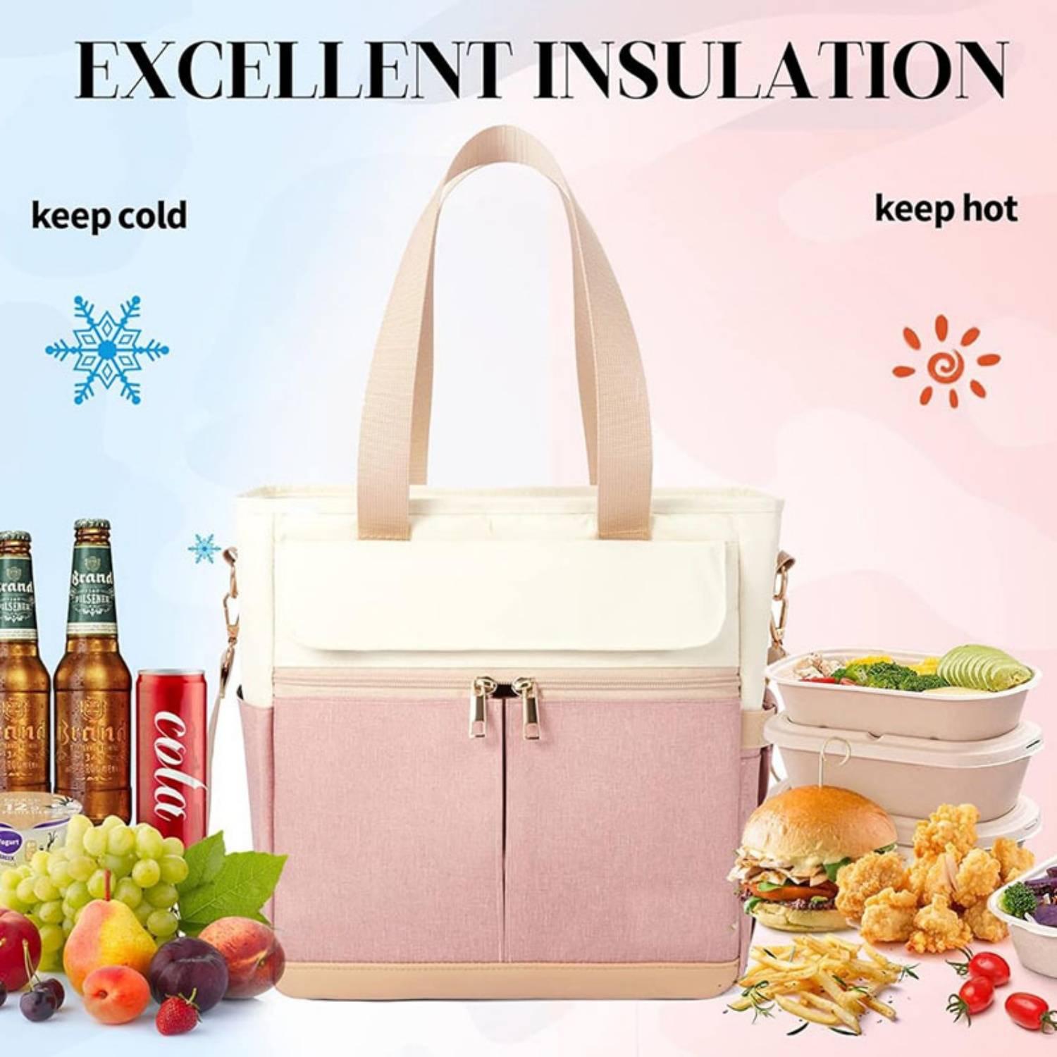 16.2L Women's Oxford Lunch Cooler Tote Bag w/Shoulder Strap 5