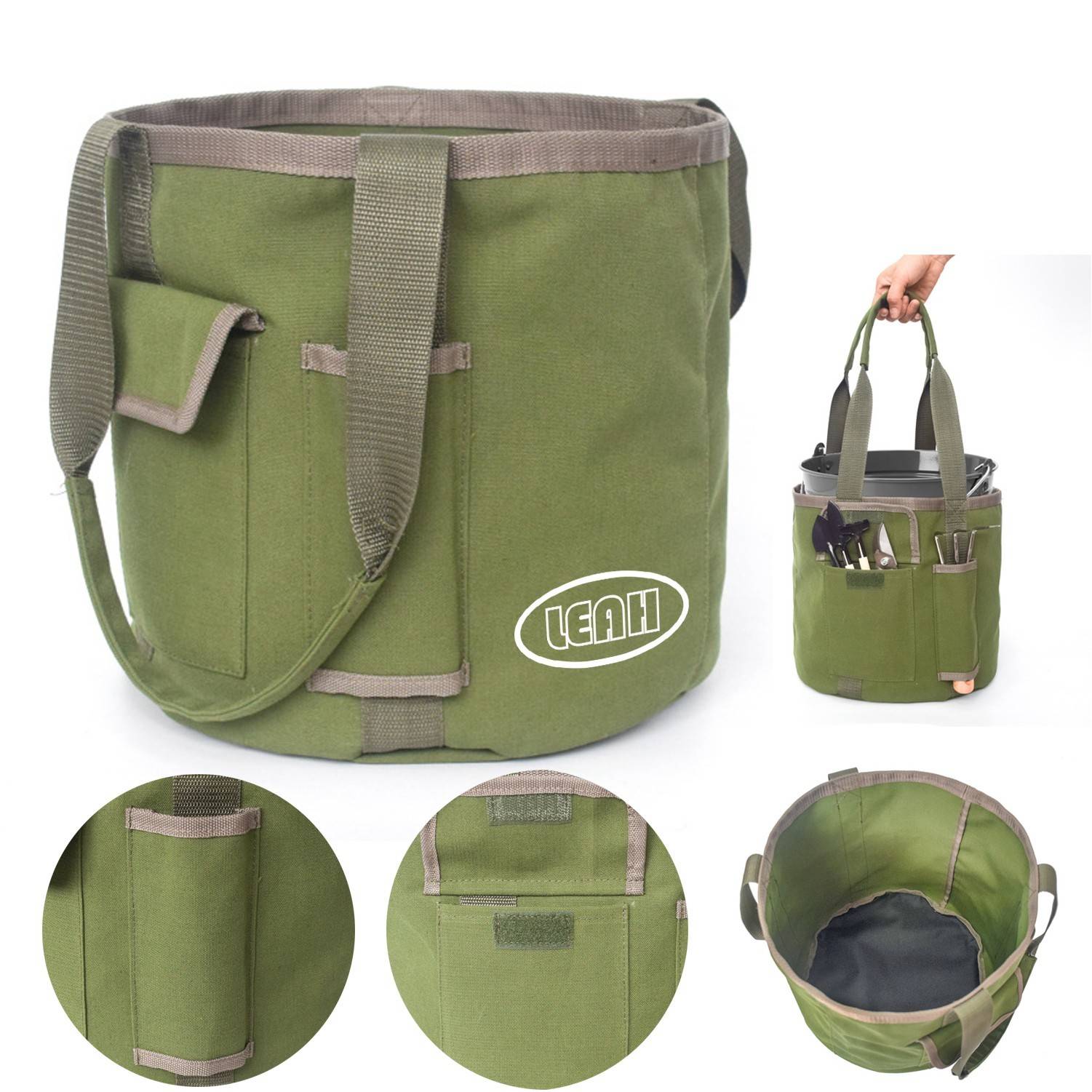 Portable Matching Garden Bucket Bag, custom tote bag with logo imprint 3