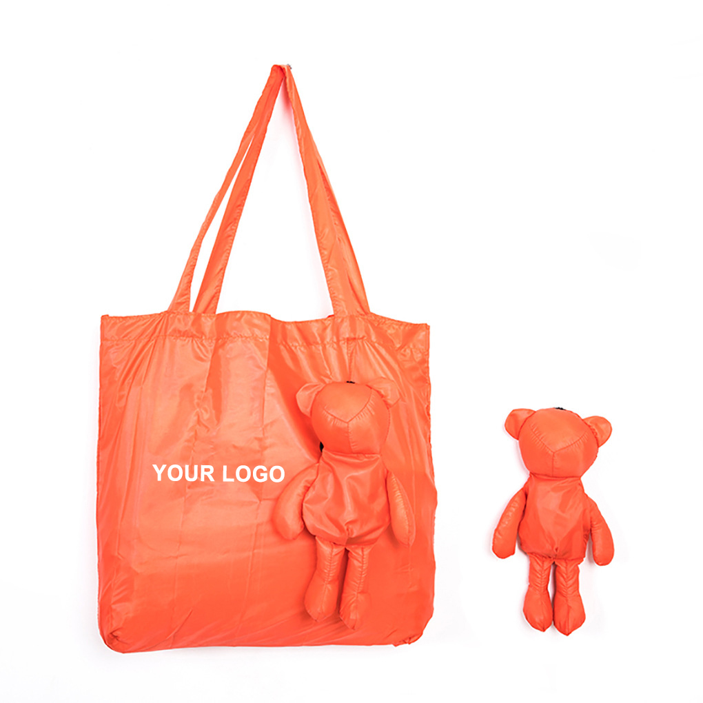 Foldable Doll Polyester Tote Bag, custom tote bag with logo imprint 2
