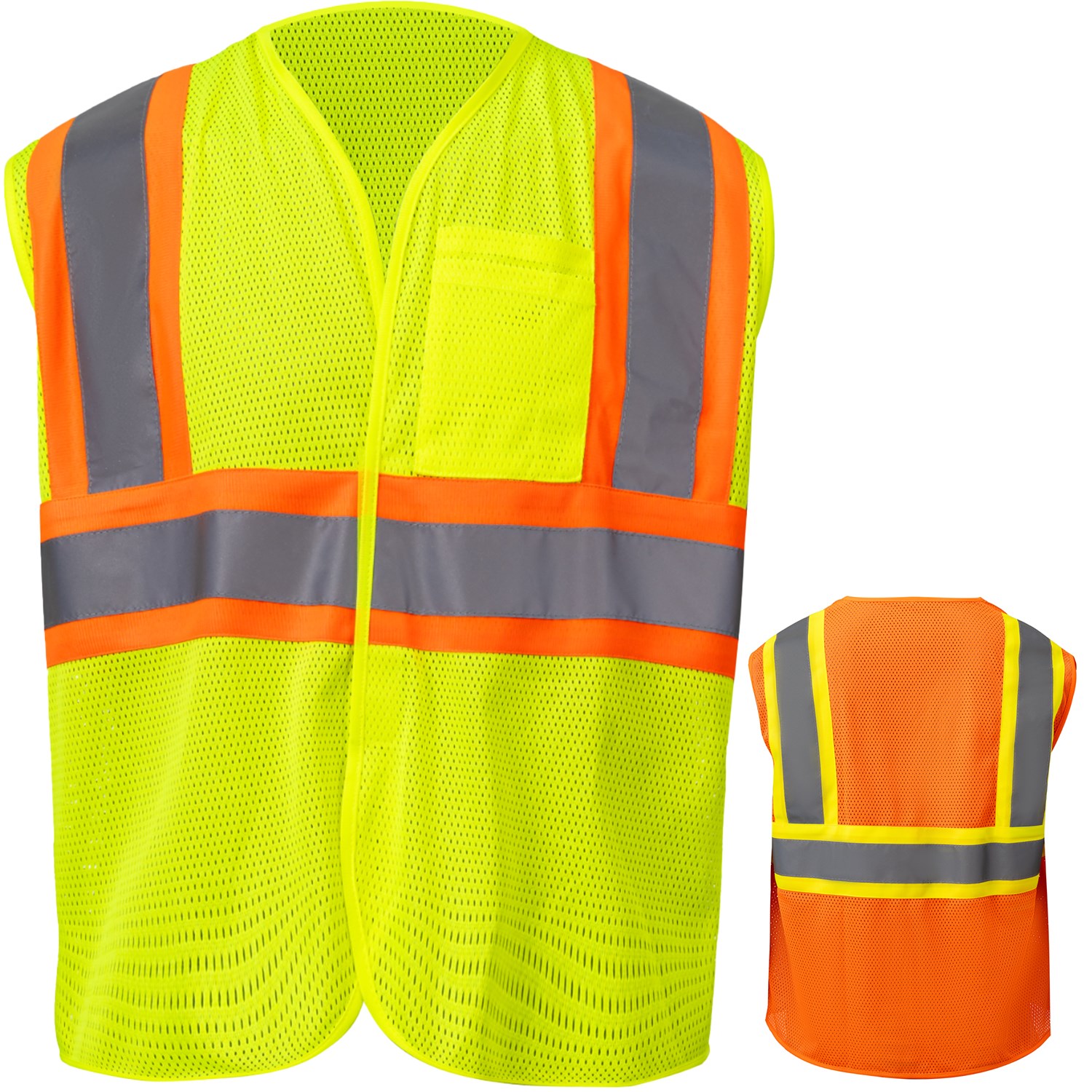 3.8 Oz. Polyester Class 2 Reflective Tape Safety Hook & Loop Vest With Pocket 5