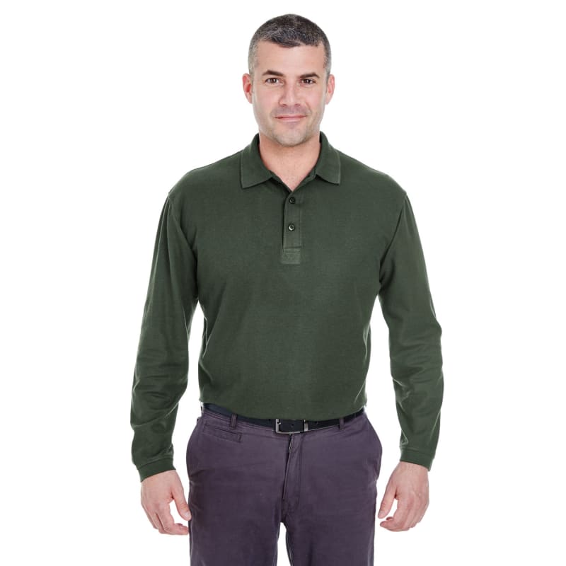 UltraClub Adult Long-Sleeve Whisper Piqué Polo 6
