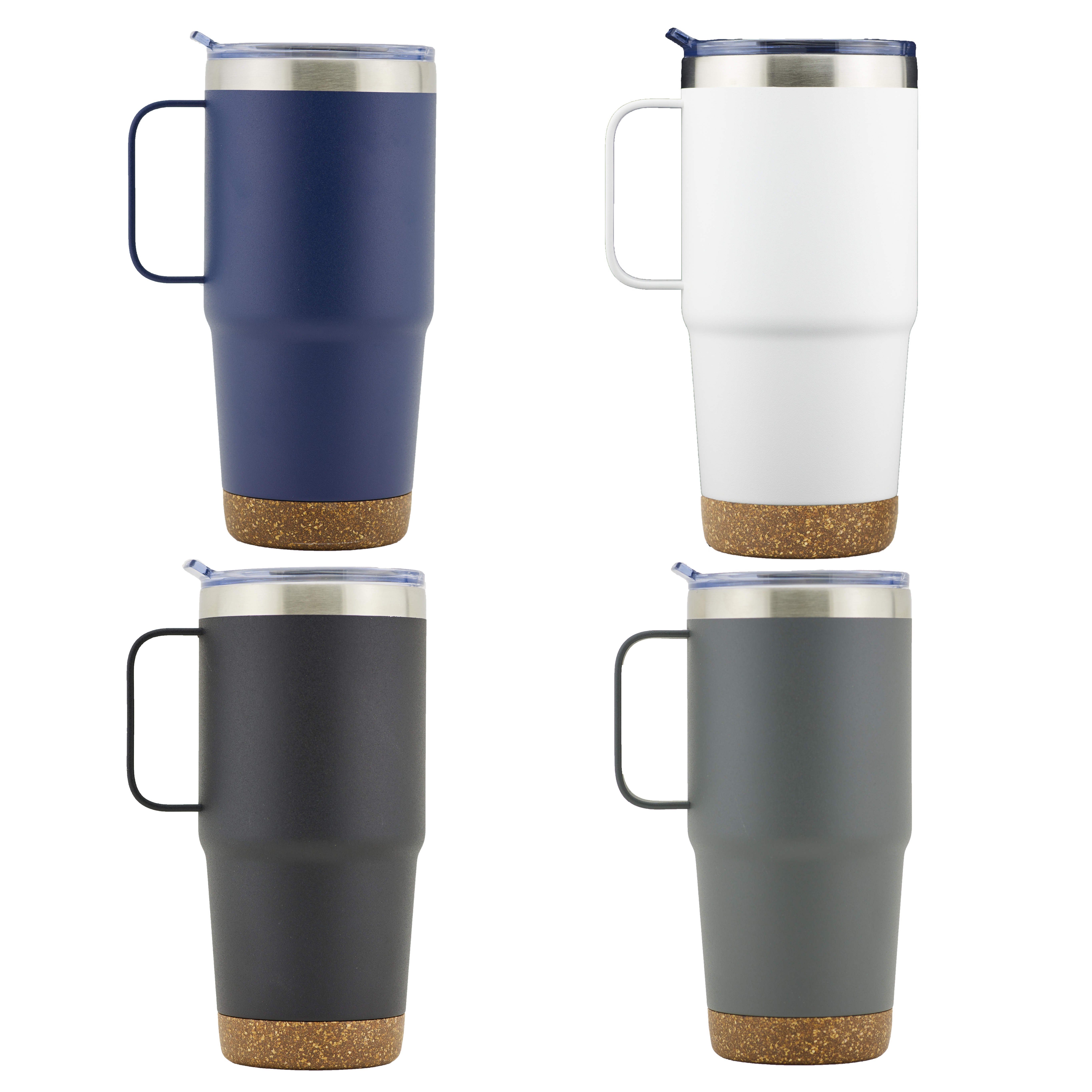 Oceanside 24oz Double Wall SS VI Tumbler with Handle and Cork Bottom (Black)