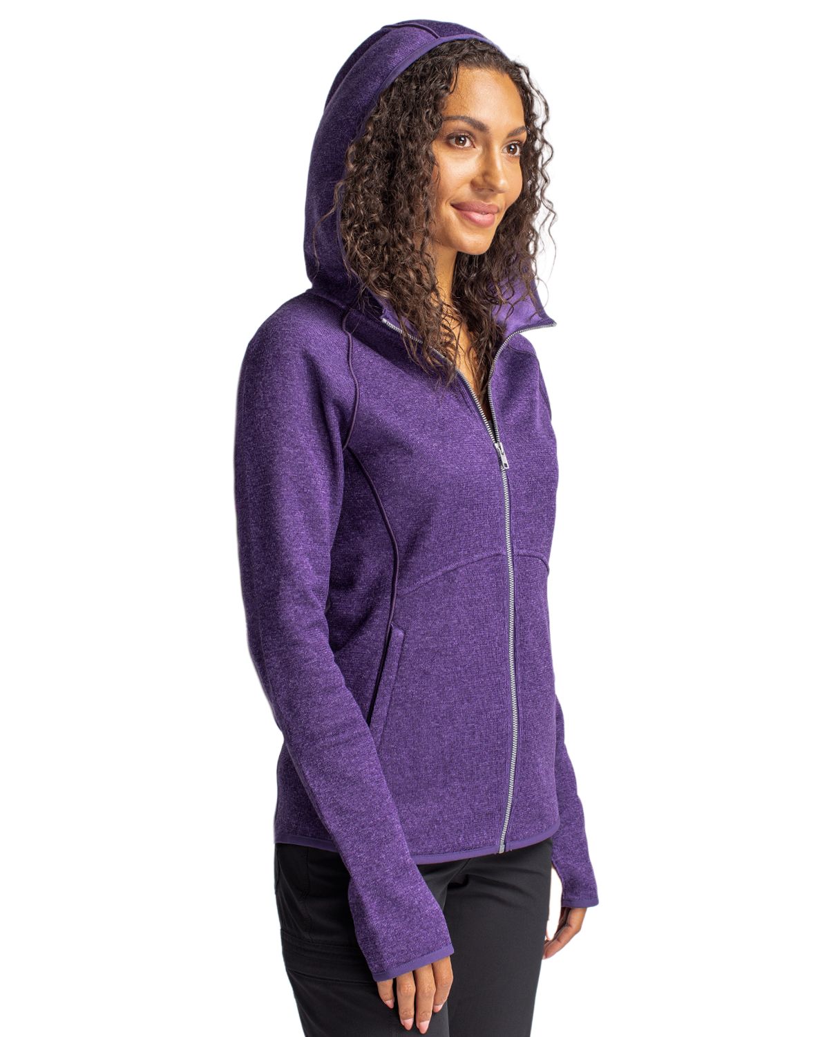 Cutter & Buck Mainsail Sweater-Knit Womens Full Zip Hooded Jacket 64