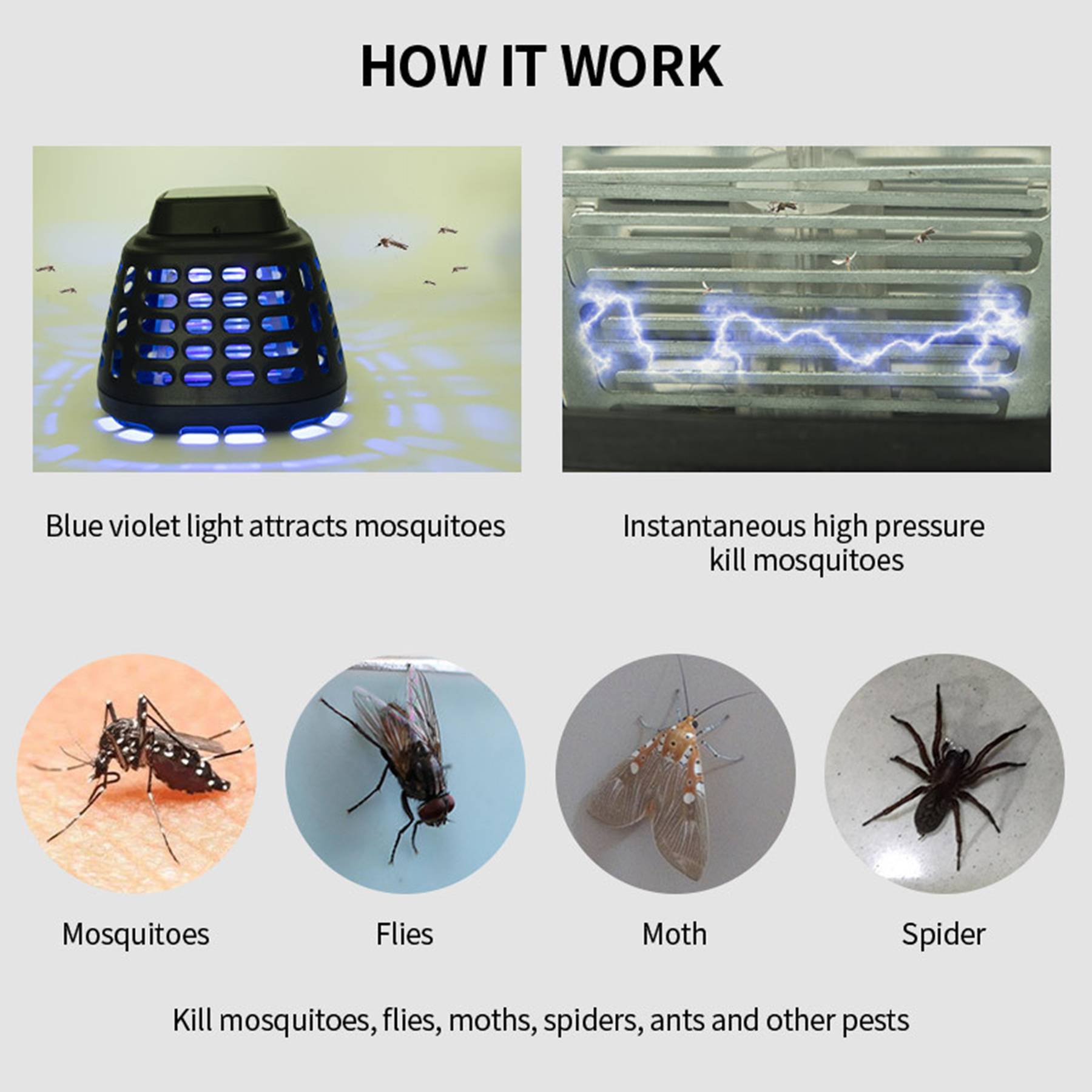 Abs Outdoor home solar mosquito killer lamp 6