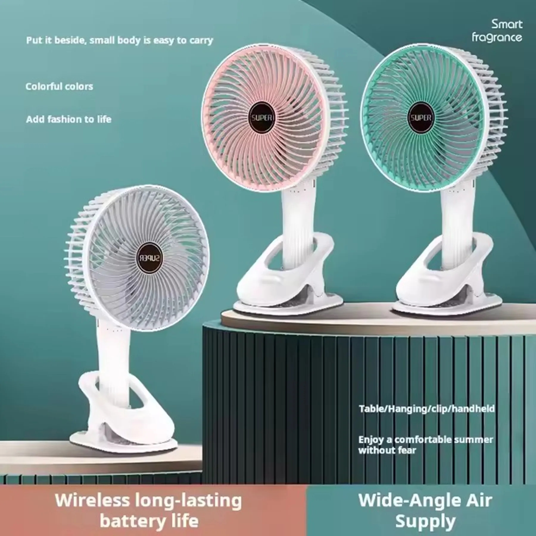 300 mAh Clamp Type Vertical Wall Hanging Handheld Fan 6
