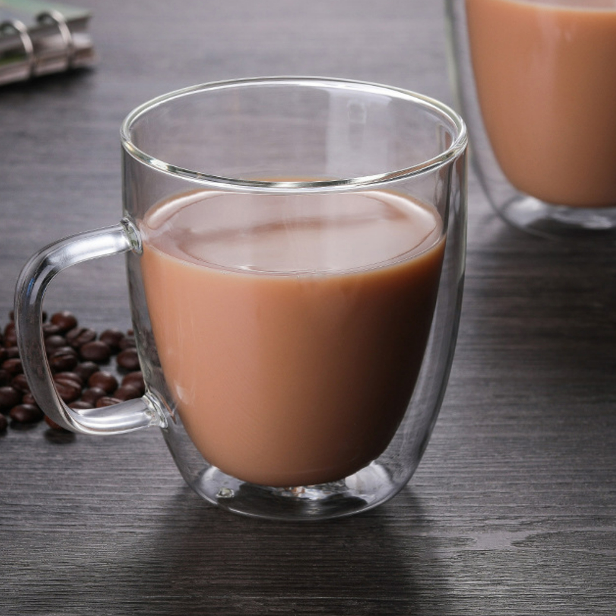 Double Wall Insulated Glass Coffee Mug with Handle 4