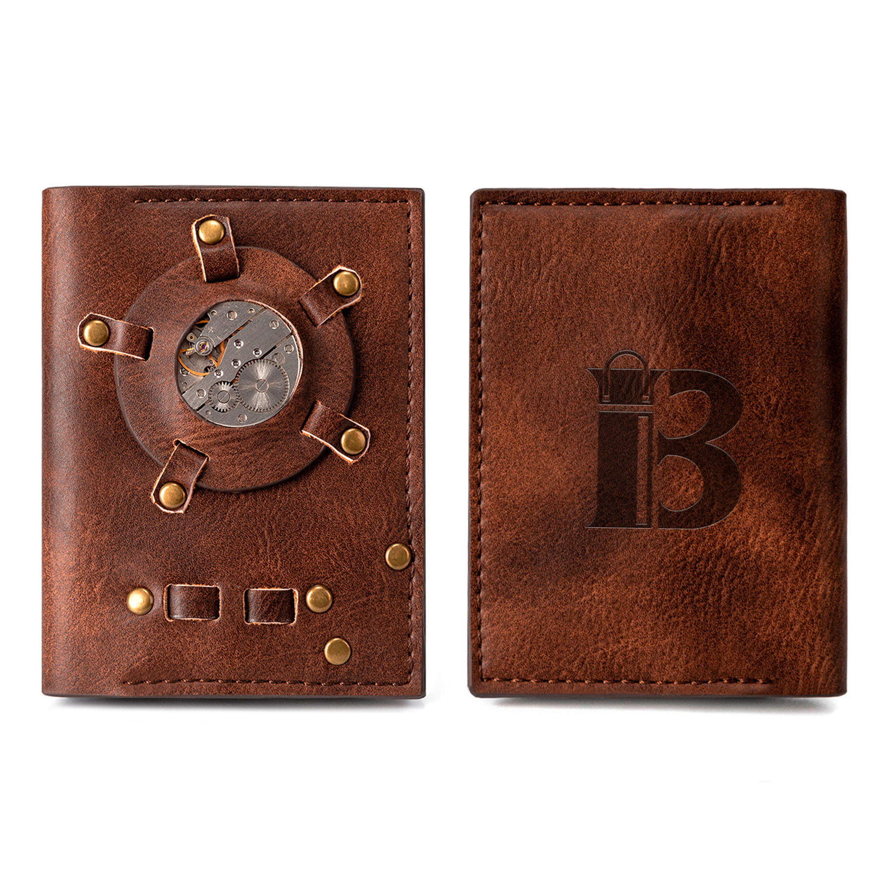 PU brown punk wallet 10