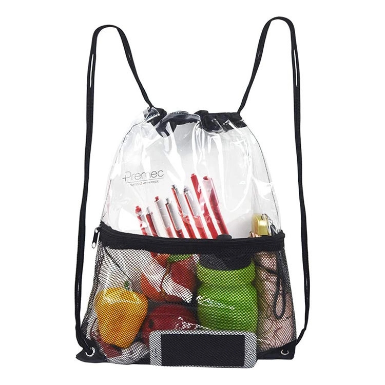 Clear Drawstring Bag With Mesh 2