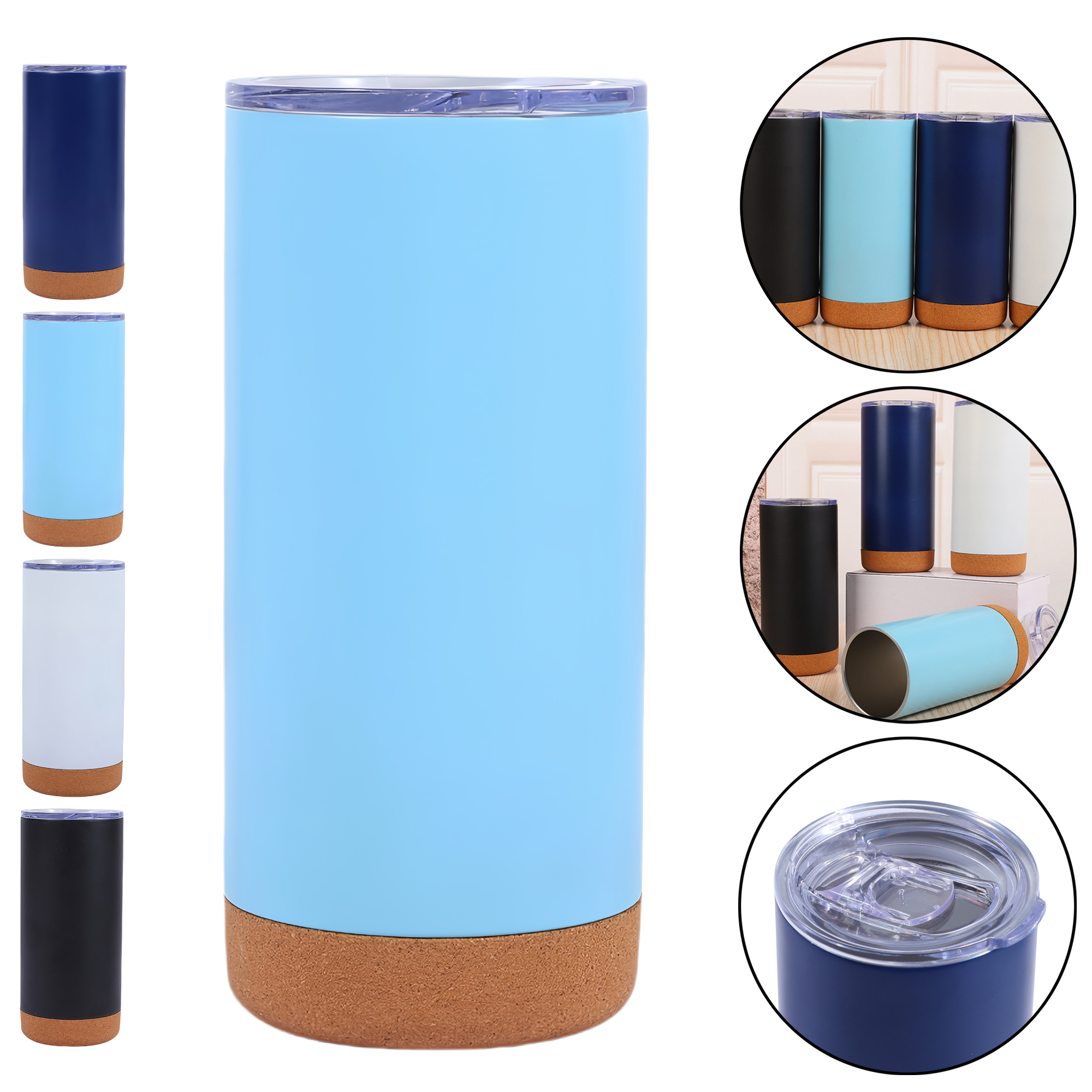 Double Wall Vacuum Insulated Stainless Steel Tumbler with Cork Base 4