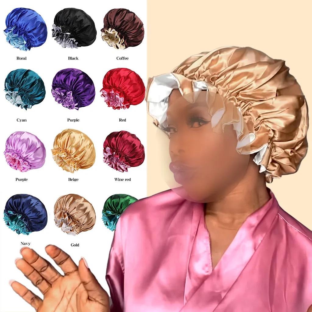 Double Layer Silky Shower Cap 2