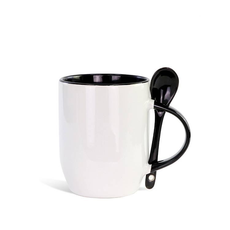 11 Oz. Two-Tone Ceramic Cup Coffee Mug With Spoon 3
