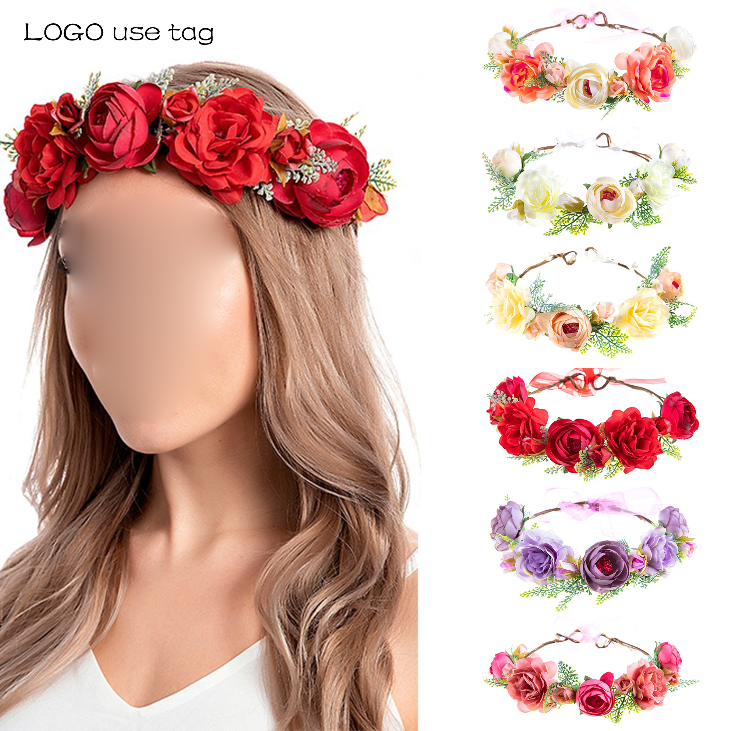 Plastic Simulated Colored Rose Headband 5