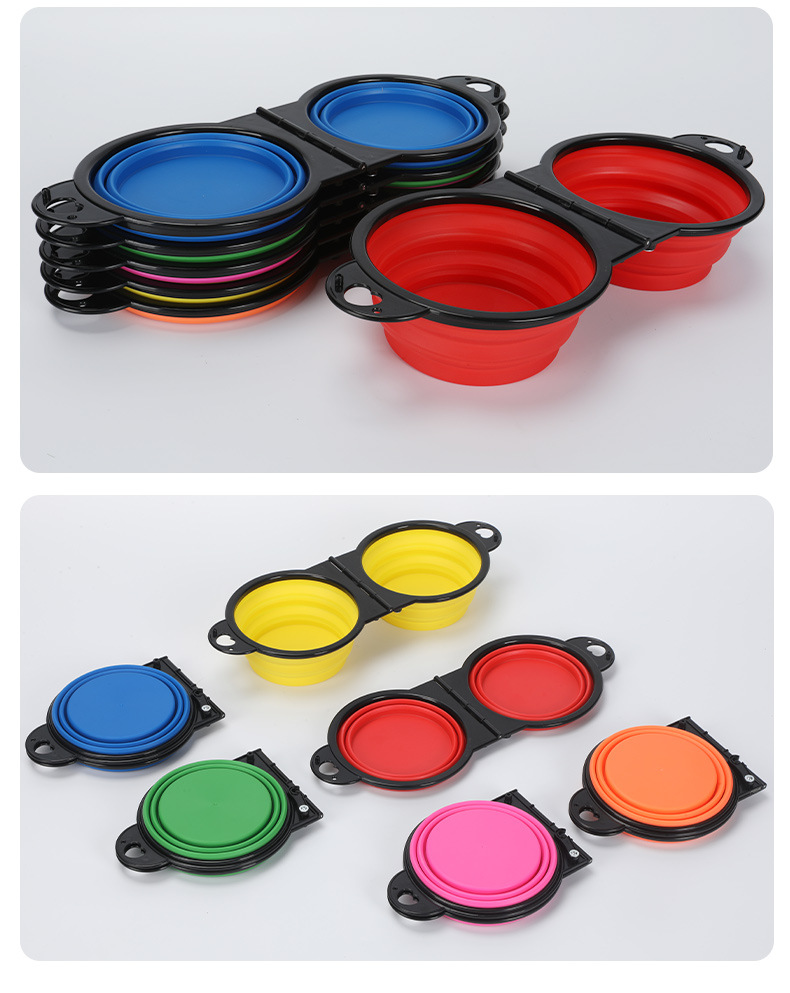 Collapsible Dog Dual Bowls 8