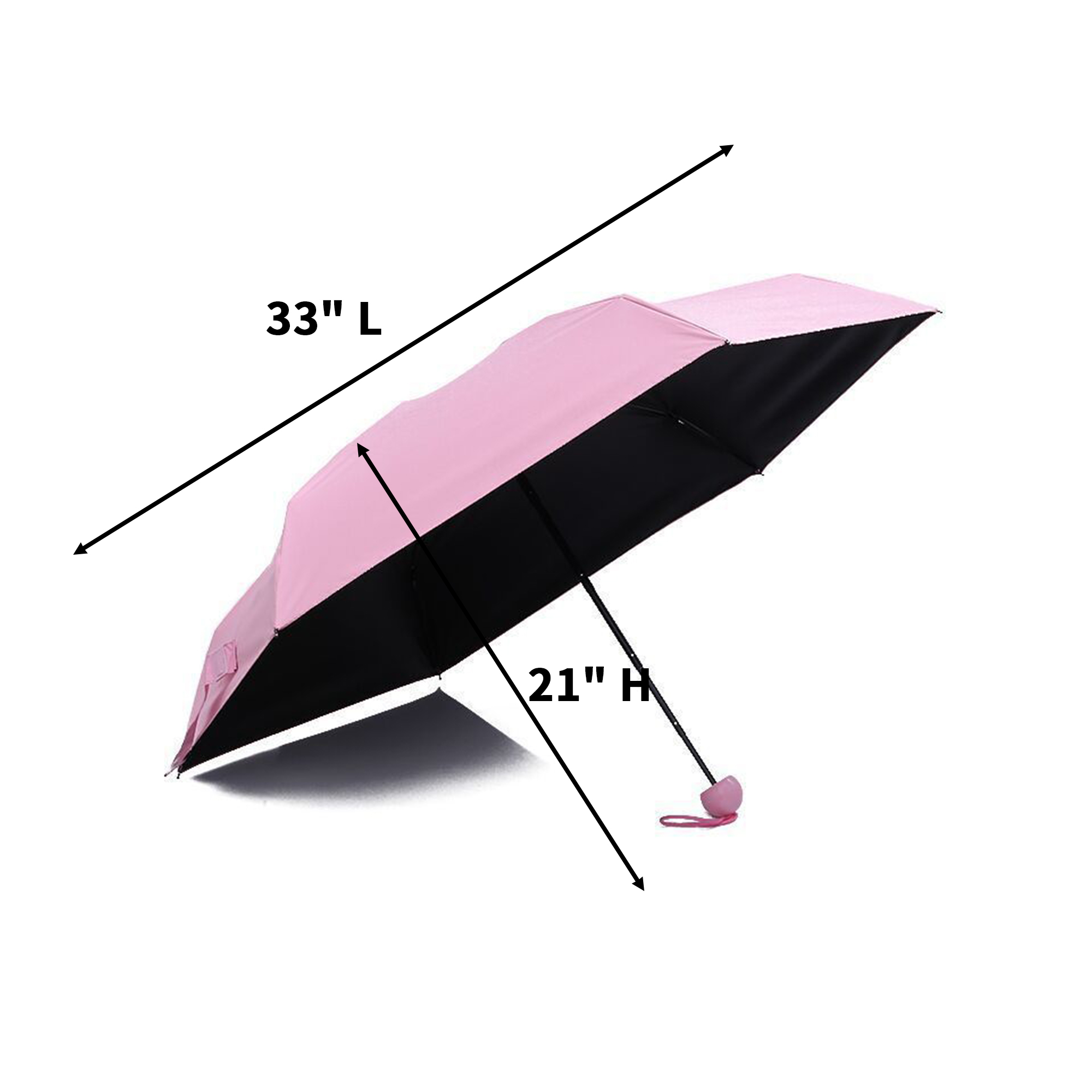 Mini Capsule Case Travel Umbrella 33" Length X 33" Width X 21" Height 3