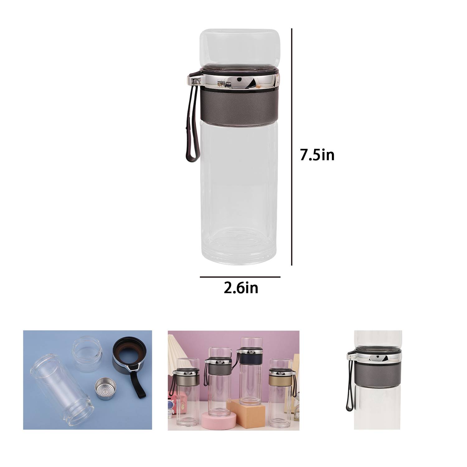 Business tea separated double layer insulated glass cup 1