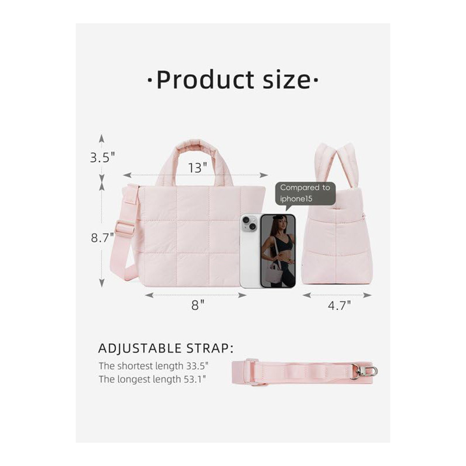 Puffer Tote Bag w/ Adjustable Strap 7