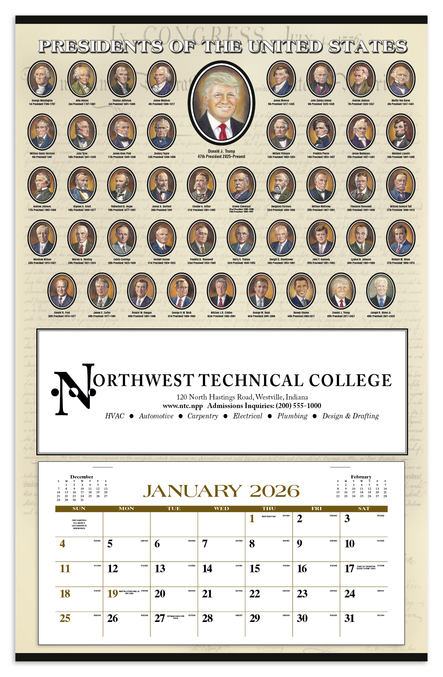 Triumph® Calendars Presidents Hanger 12-Month Calendar 11