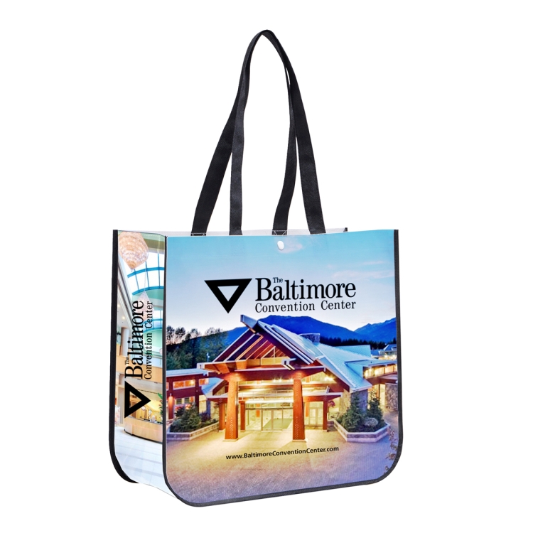 15-3/4" W x 14-1/2" H - "Meghan" Non-Woven Full Color Laminated Wrap Carry All Tote Bag 2