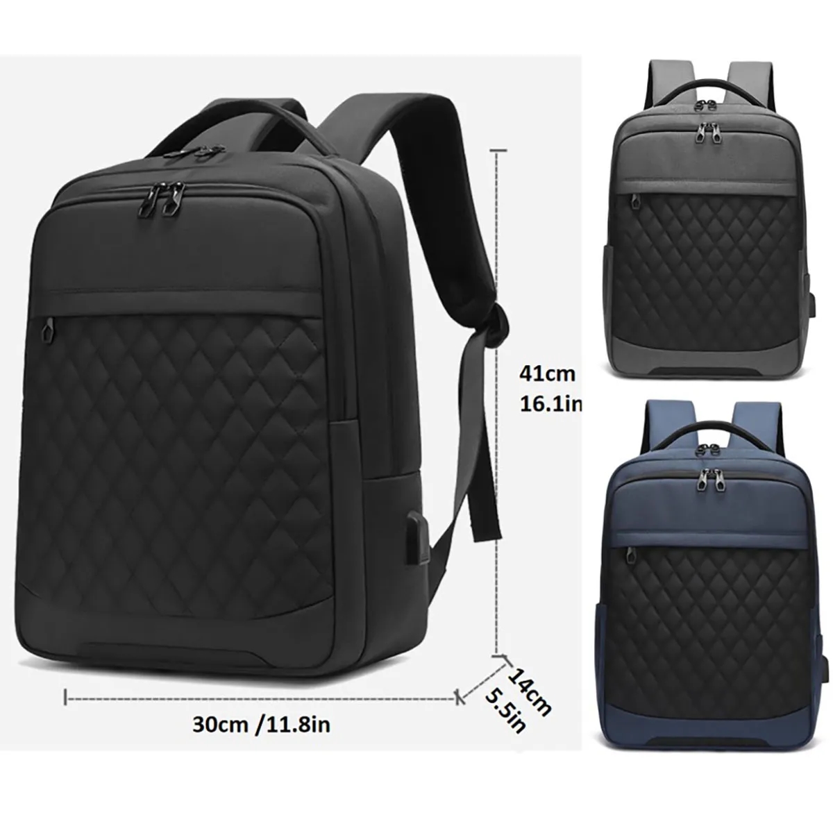14Inch Waterproof Men Quilted Backpack 2
