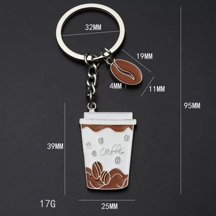 Coffee cup matel key tag 2