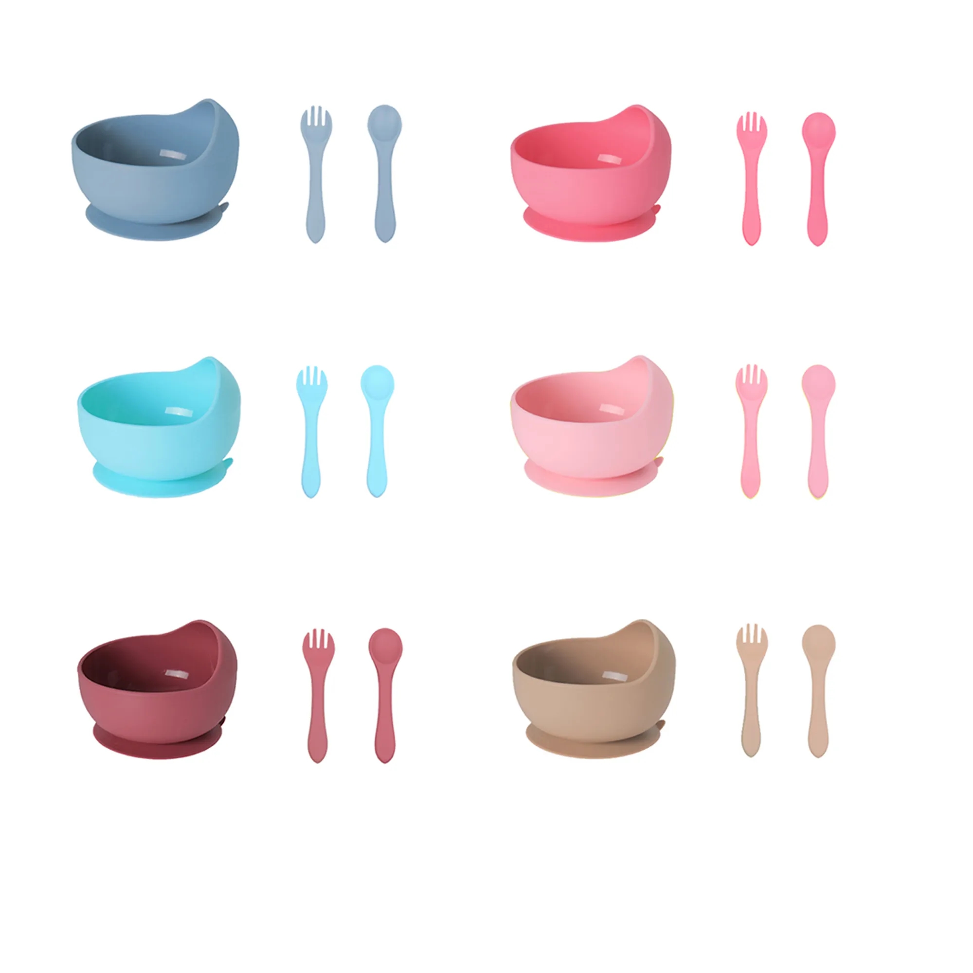 Toddler Suction Cup  Silicone Bowl Set 4