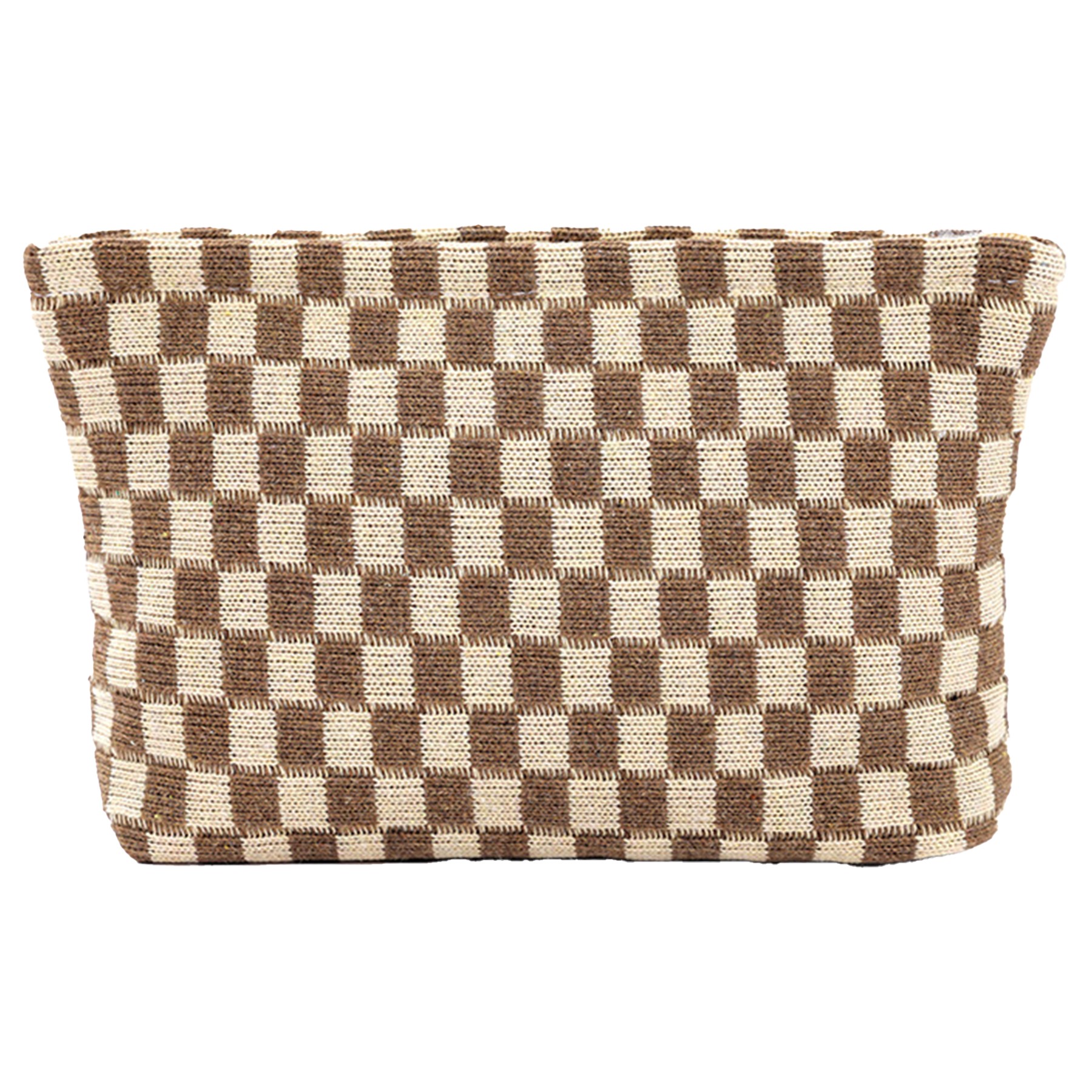 Wool Large Checkered Cosmetic Storage Bag With High Capacity 3