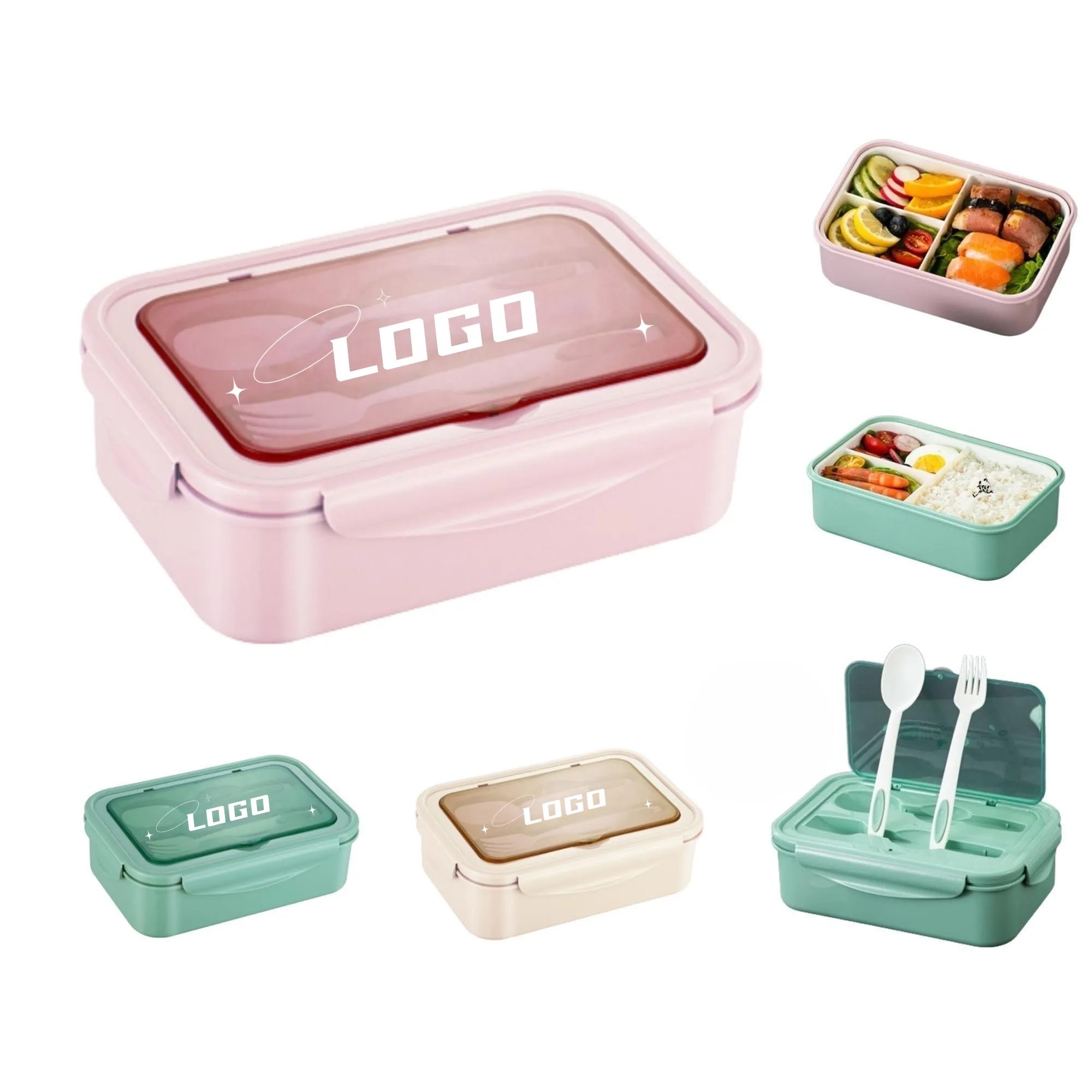Heatable Bento Lunch Box Single Layer With Cutlery Set 5
