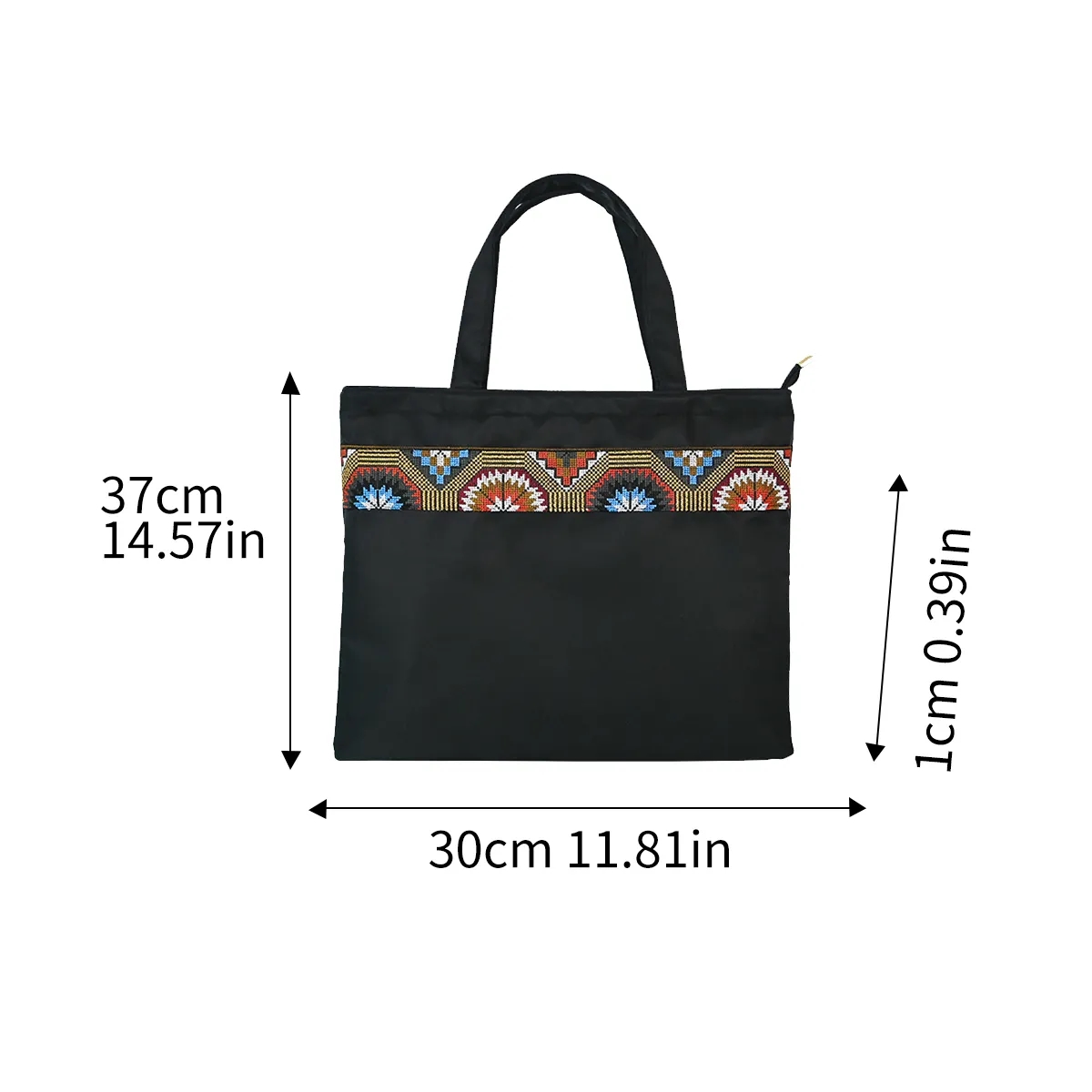 Laptop Document Tote With Zipper And Pattern Trim 6