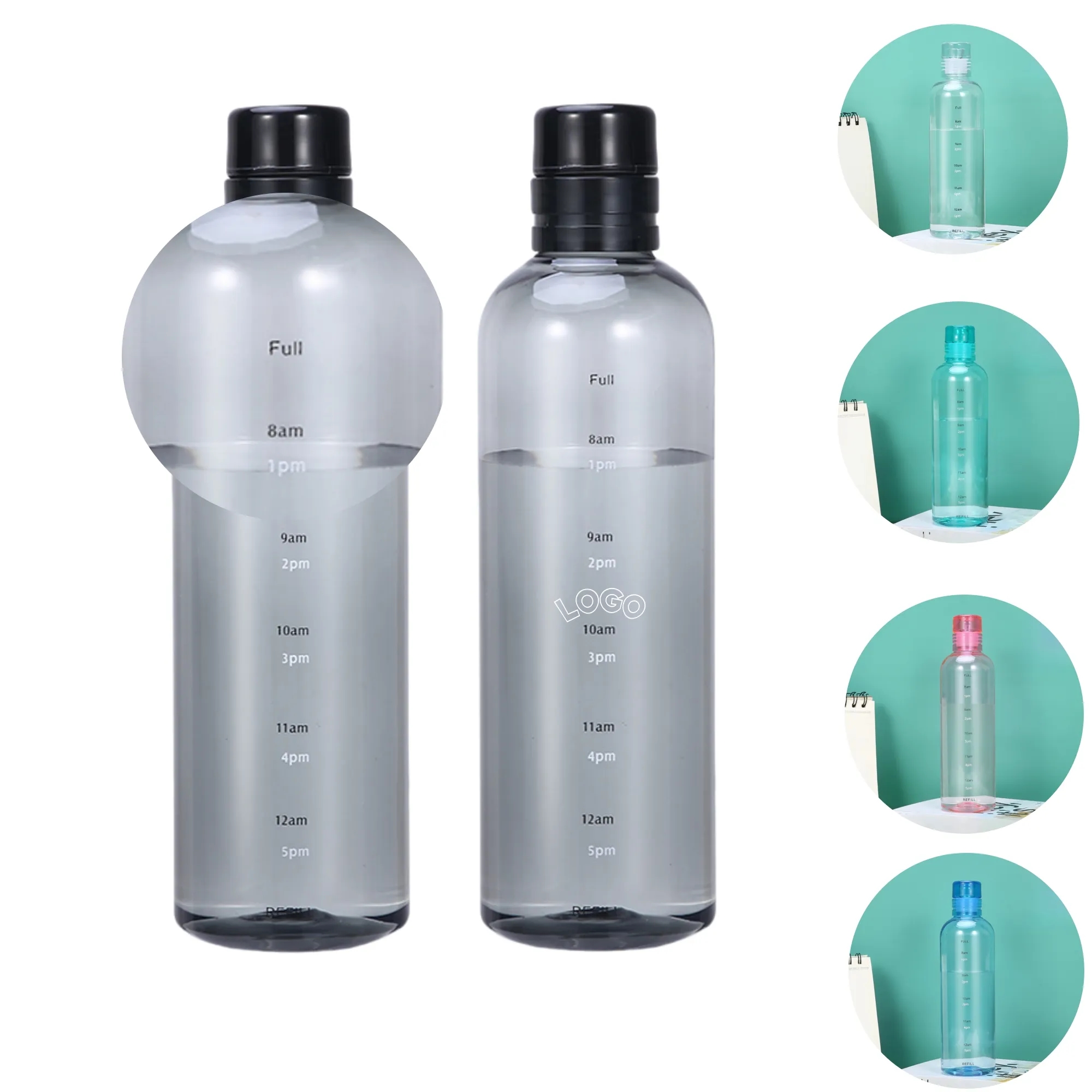 Portable Clear Time Marker Water Juice Bottle 2