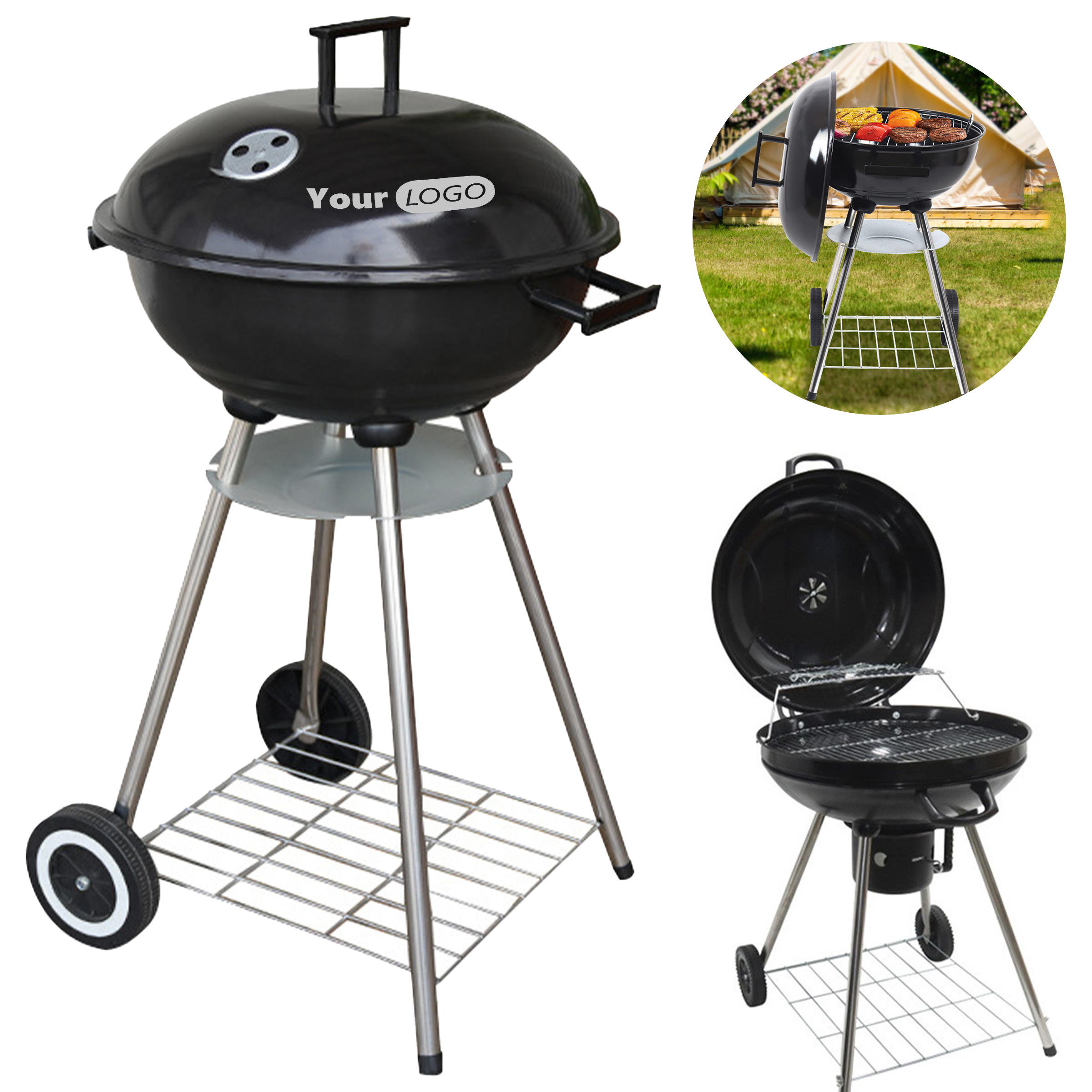 Vitreous Enamel Outdoor Camping Portable Barbecue Grill 2