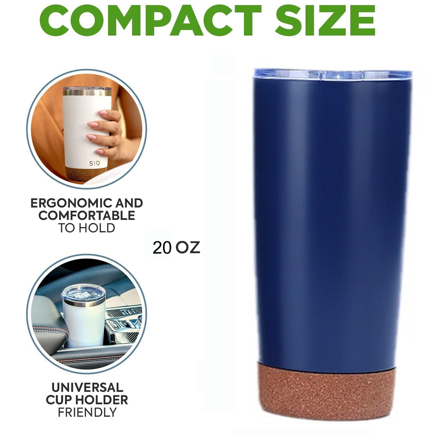 20 oz Insulated Coffee Travel Mug with Cork Bottom 5