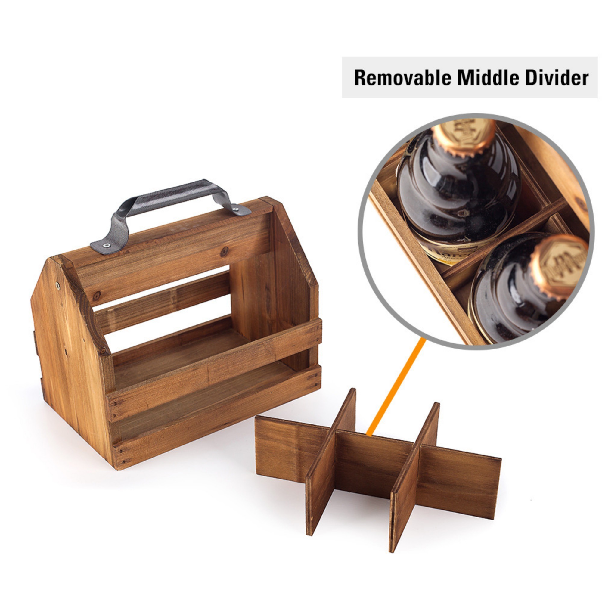 Rustic 6-Bottle Wooden Beer Crate 8